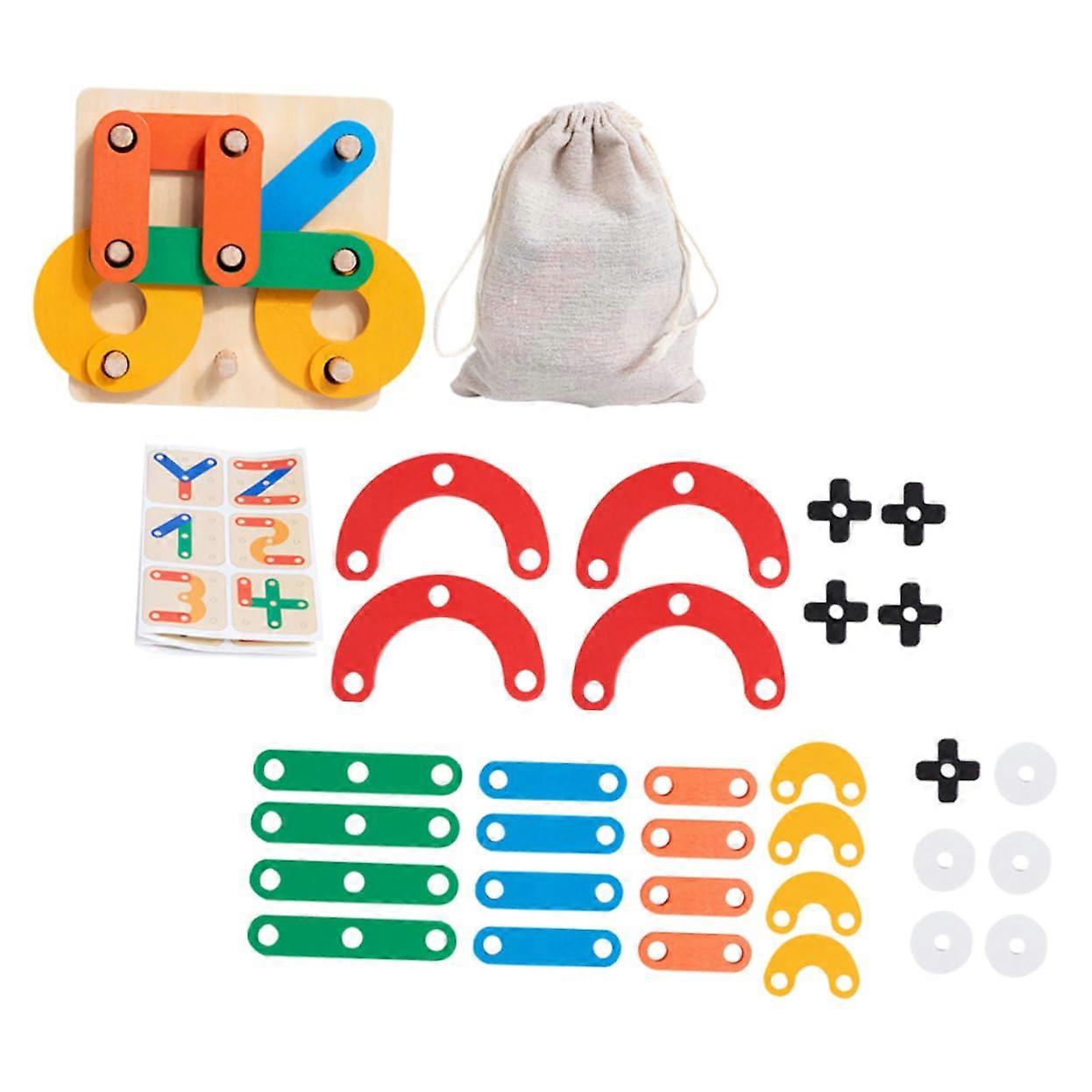 1 Satz Steckte Tic Toe Chess Lernspielzeug aus Holz für frühe Bildung, kognitives Puzzle, Mathe-Rätsel für Kleinkinder