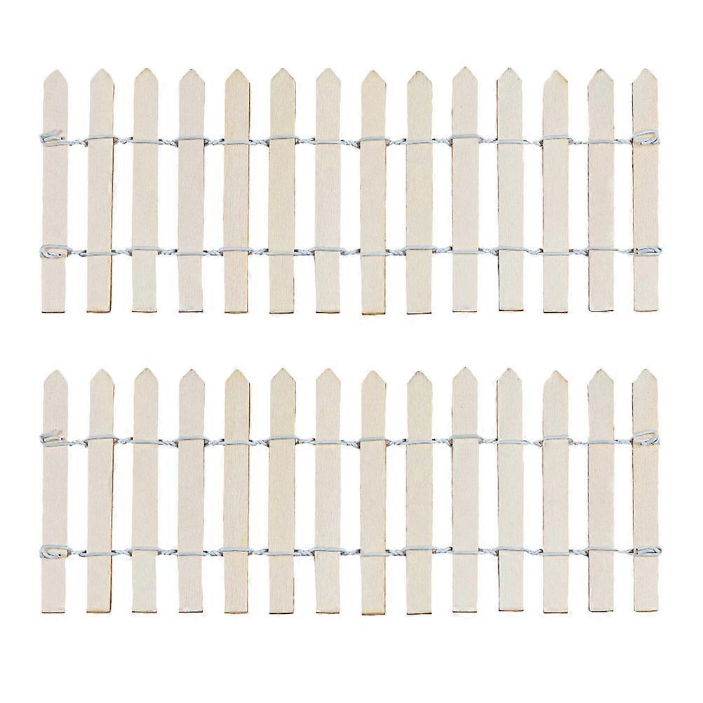 ジオラマフェンスミニチュアデザイン壁の装飾未完成の木製ピケットフェンス大人の愛好家ホームオフィスの装飾2個