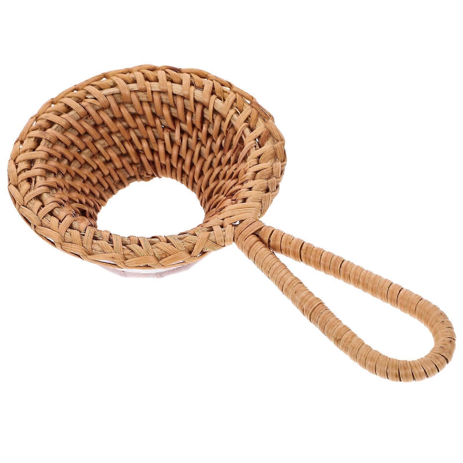 Tea Filtering Tool Mesh Tea Strainer Loose Tea Holding Round with Handle present Giving Bamboo 1Set