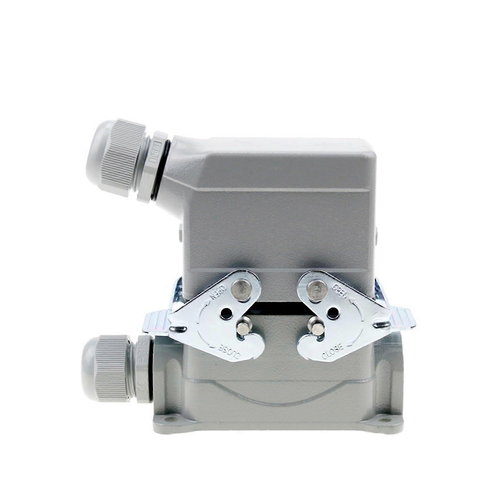 HDCHE10 performance connector 10pin industrial waterproof aviation socket plug with protective cover 500V 16A (10High Base Side Out)