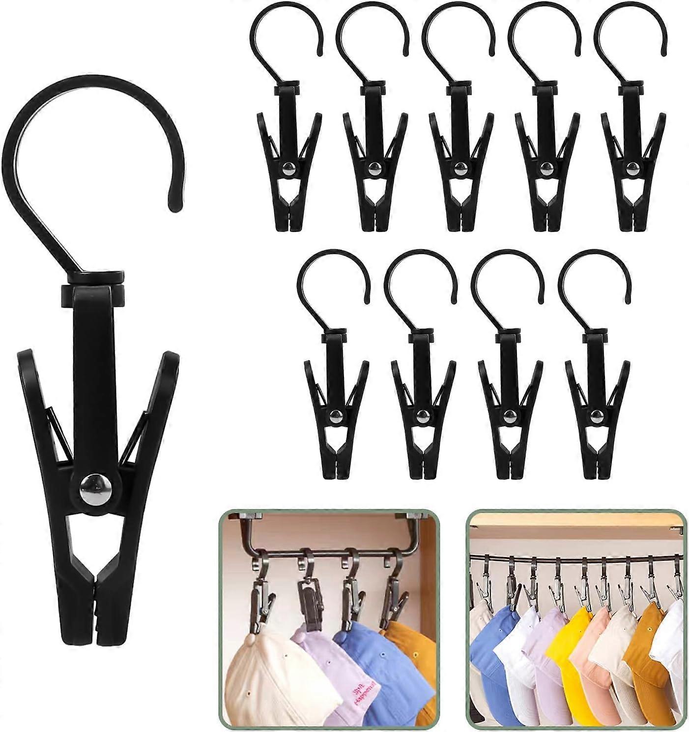 10 Pack Plastic Clothes Pins with Hooks for Closet Super Strong Laundr
