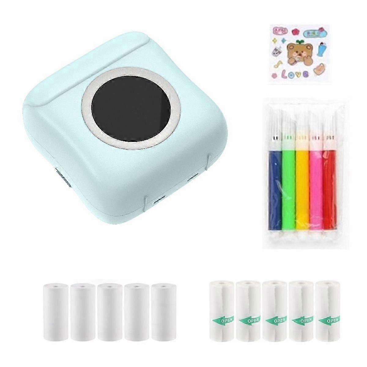 Mini Printer Portable for Phone, Wireless Thermal Printer Photo Printer, Inkless Pocket Printer Bluetooth Printer,BlueBlue SZRH A-K