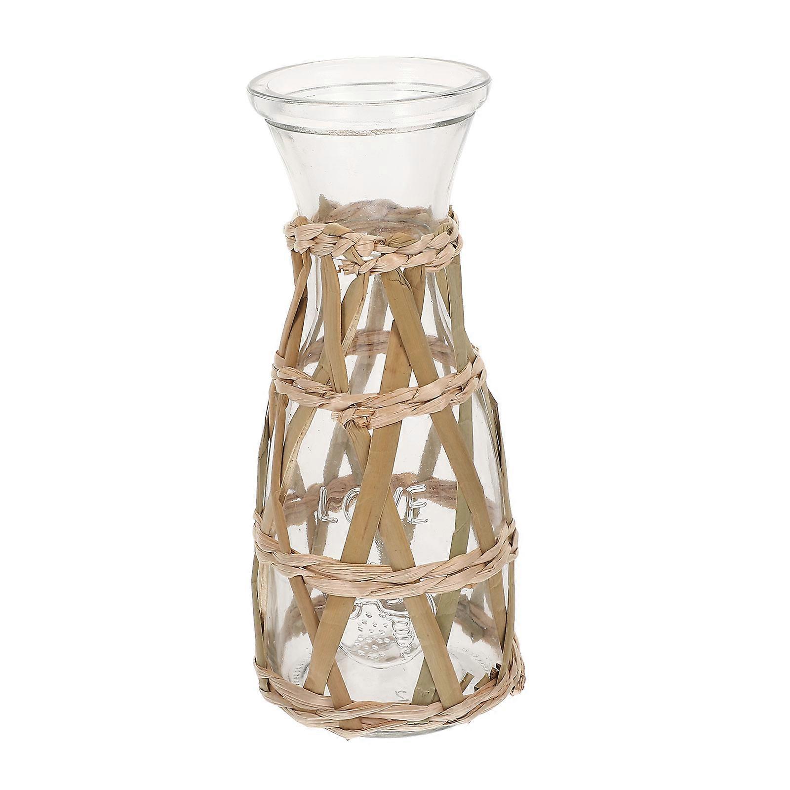 Rustic Glass Vase Woven Vase Flower Arrangement Vase Simple Country Style Multi 20X8.5X8.5CM Home Decor 1Pack