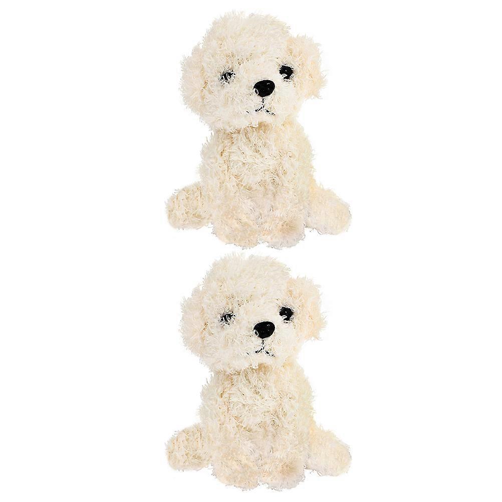 Stuffed Pendant Dog Shape Adornment Beige 13X11CM Key Ring Decor 2Pcs