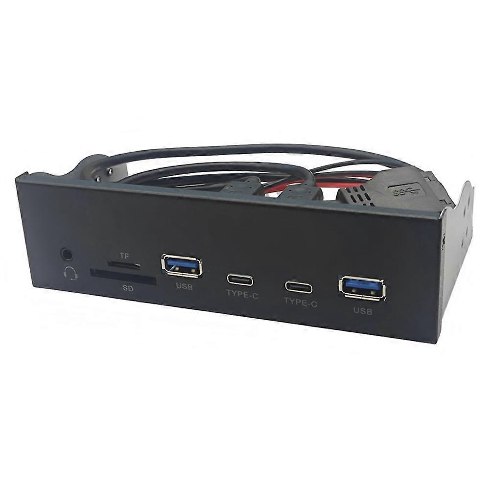 USB Front Panel for PC 2 X USB 3.2 GEN1 5Gbps + 2 X TYPE-C Hub + 3.5mm Headset+ TF/SD Slot for 5.25inch Floppy Drive Bay