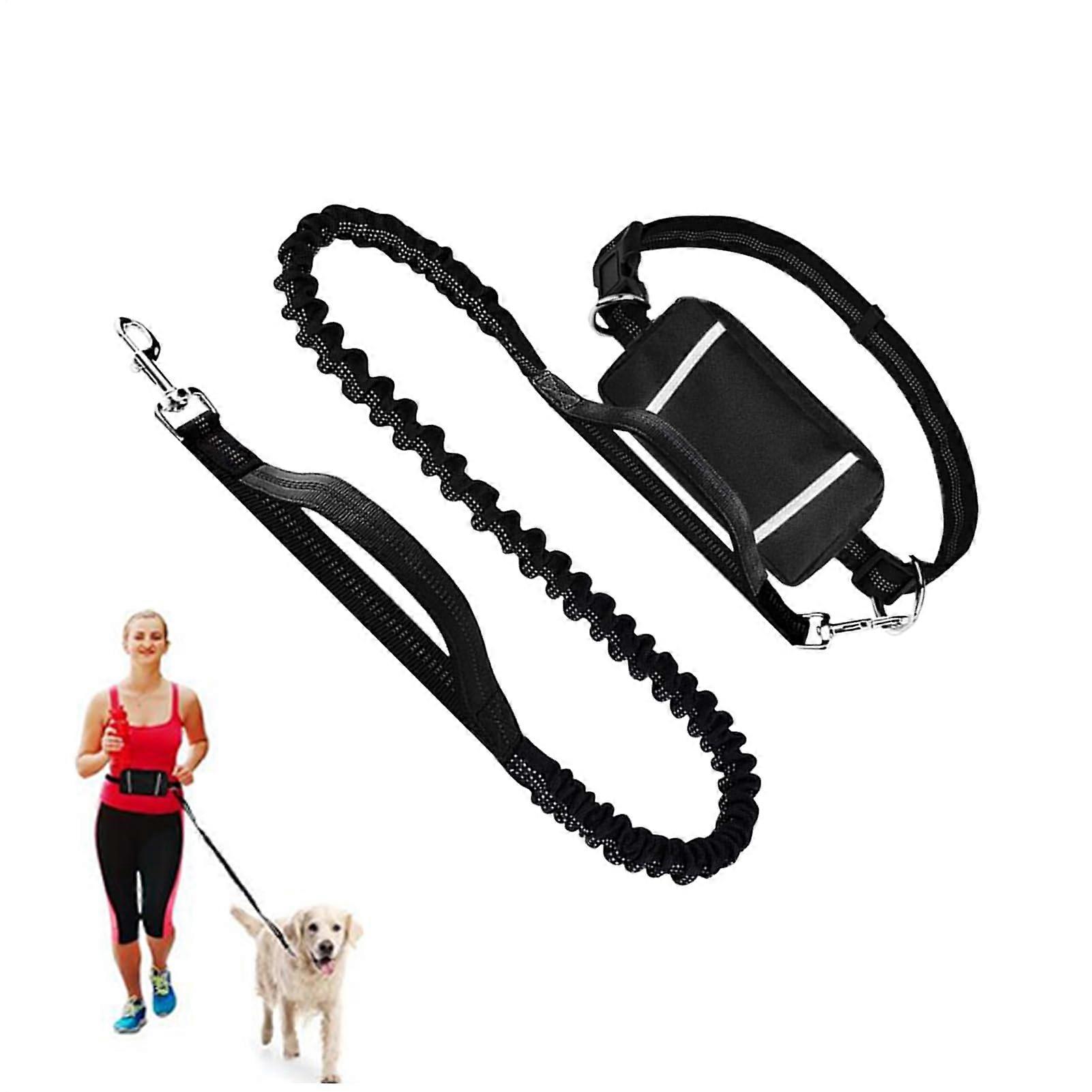Dog Walking Leash with Practical Hip Pouch, Adjustable Reflective Dog Harness for Running, Hiking, and Outdoor Activities