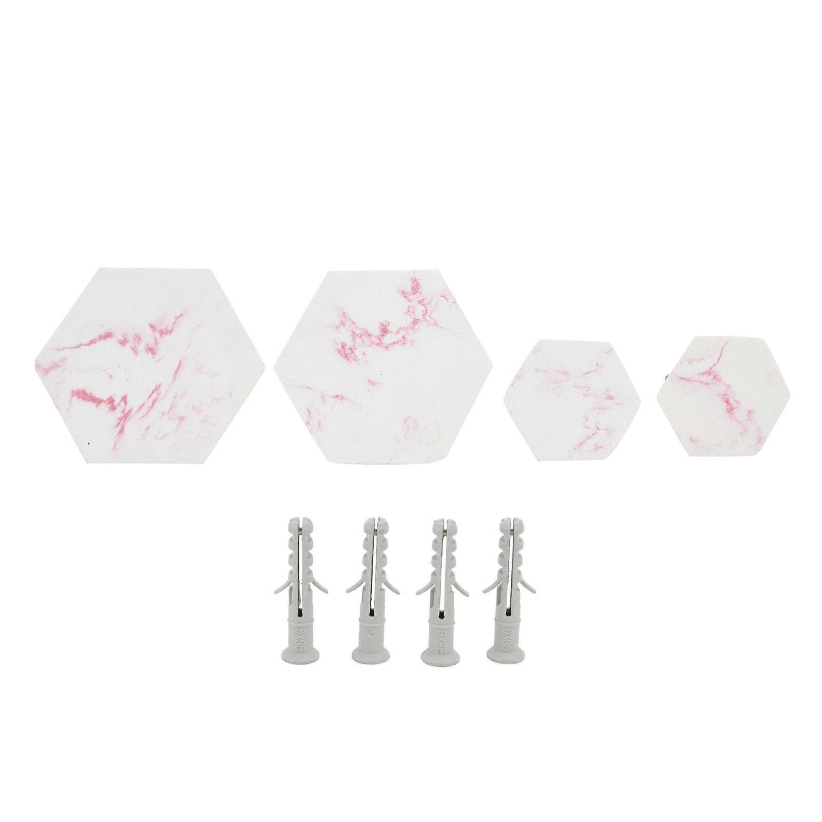 4Pcs Marble Pattern Wall Mounted Hook Hex Shaped Modern Decorative Hook for Bedroom Door Home