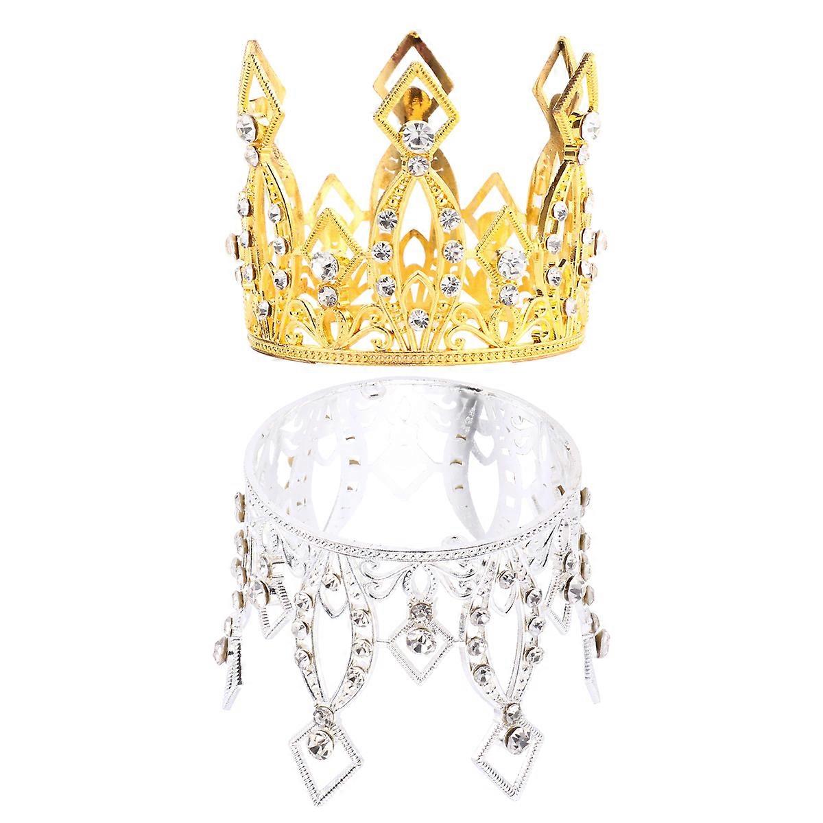 Birthday Cake Crown Decorations Elegant Cake Toppers for Parties, Weddings & Celebrations Random Colors Assorted Set of 2