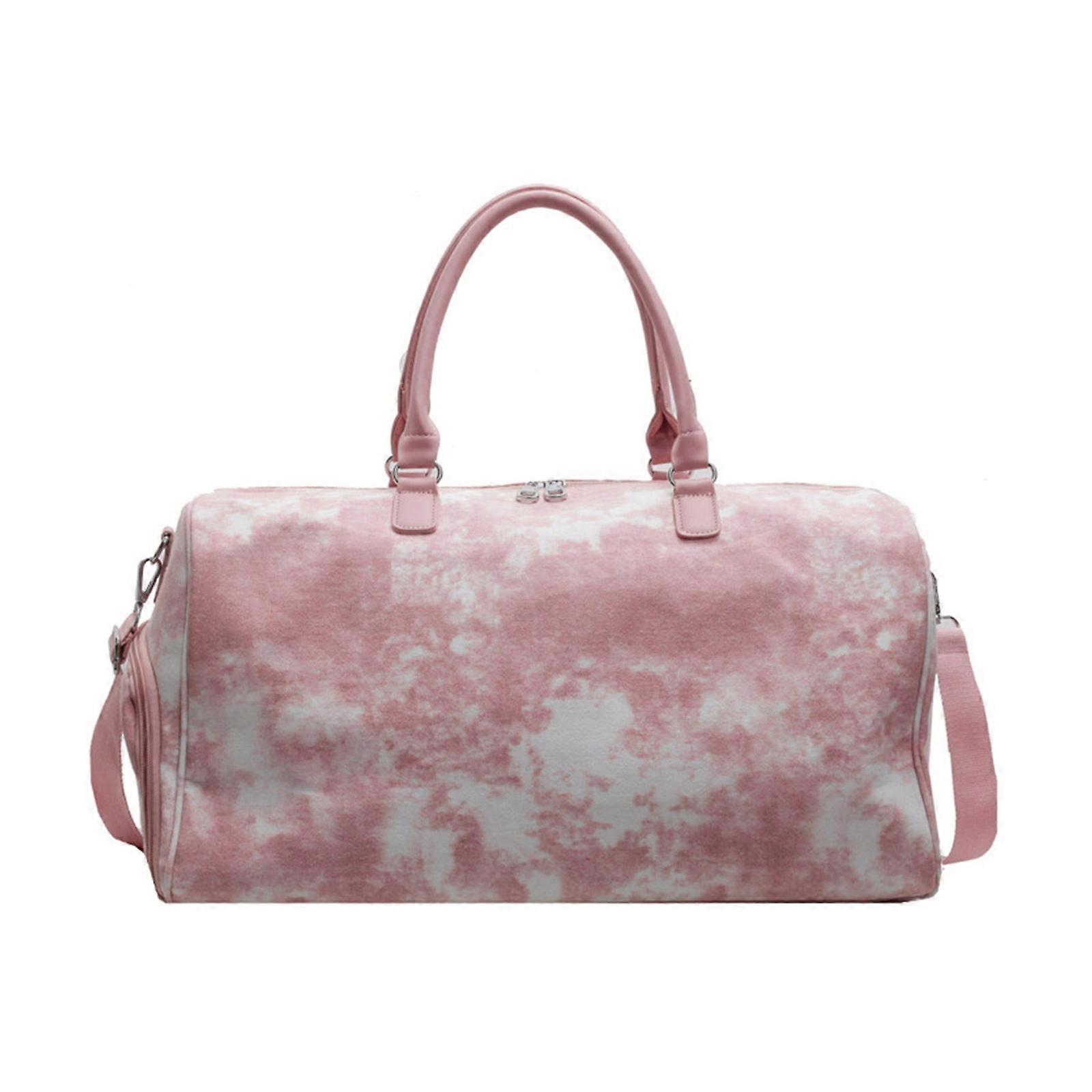 Compact Travel Carry On Bag Waterproof Practical Shoe Compartment Multi Purpose Storage For Essential  Pink