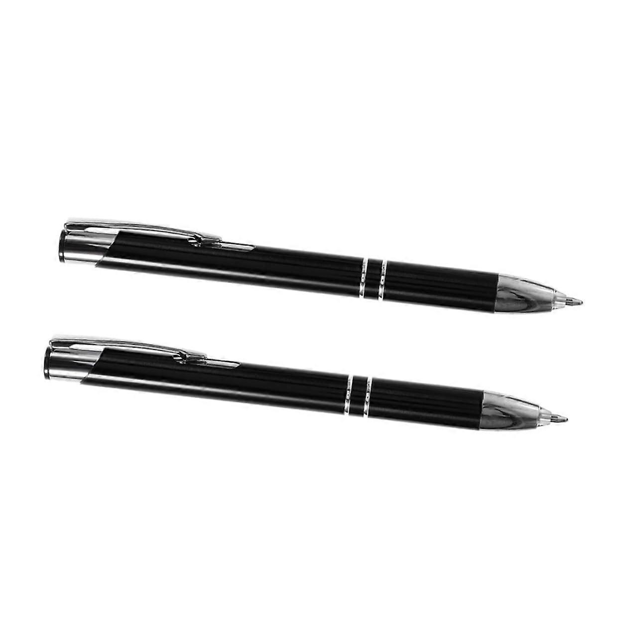Metal Ballpoint Pens Pack of 2 with LED Luminous Tip, Creative Black Multifunctional School Pens