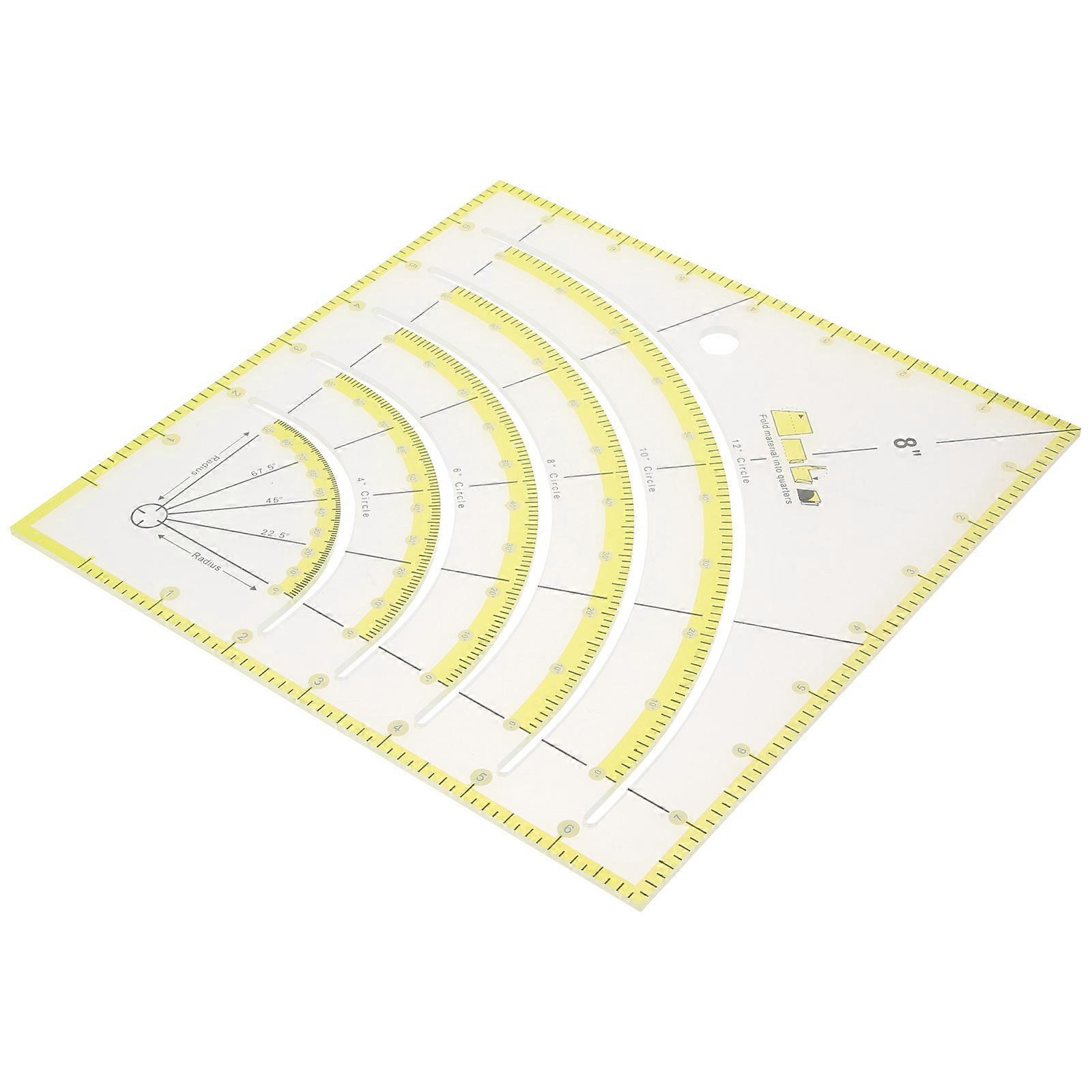 Multi-Functional Quilting Ruler Patchwork Ruler Template Tool for Professional Tailors Assorted Color 8X8X0.1In 1Pack