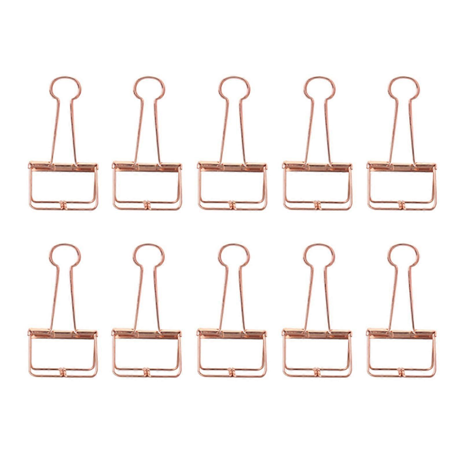 Pink Gold Binder Clips, 19mm (0.75 Inch), Pack of 10, Metal Wire Foldback Clips for Planners, Journals, Notebooks, Office Use