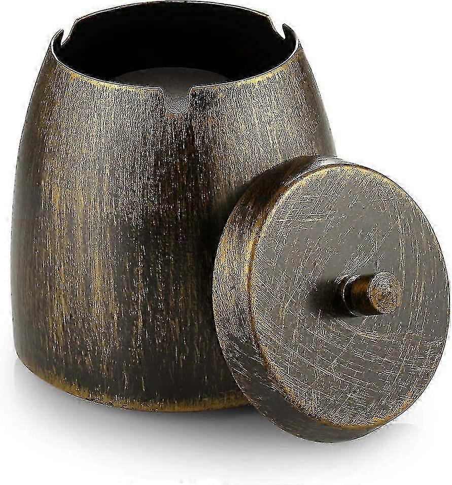 Windproof Stainless Steel Ashtray with Lid - Large Rainproof for Indoor/Outdoor Use