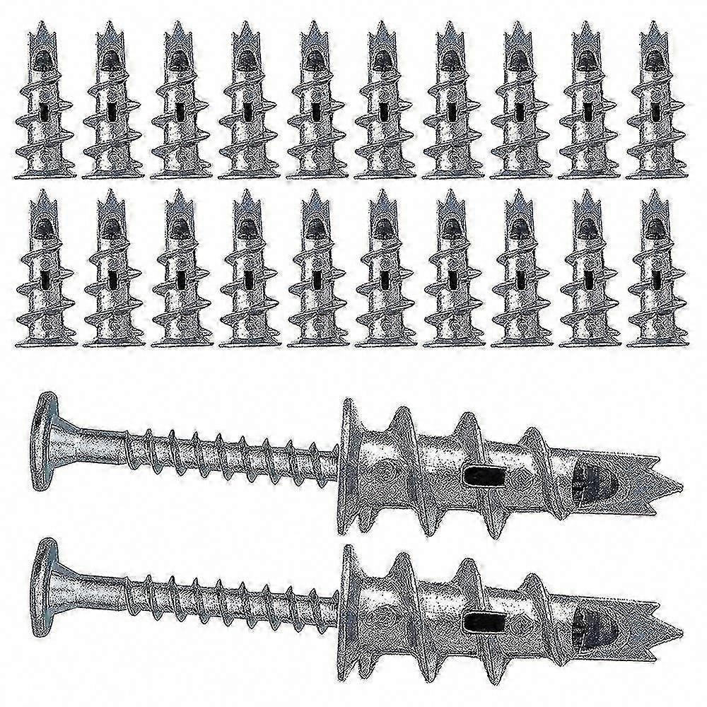 40 Pcs Metal Self-Driving Anchor Plasterboard Dowels with Screws 4.5x35mm for Single & Double Layer Drywall