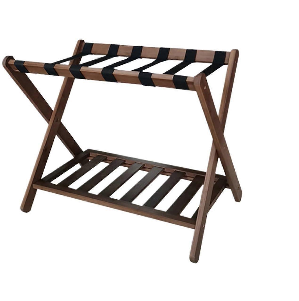Suitcase Stand, Suitcase Rack, Folding Luggage Rack, Made of Bamboo, Suitcase Stand for Home, Bedroom, Hotel with Shelf, Luggage Rack (Brown)