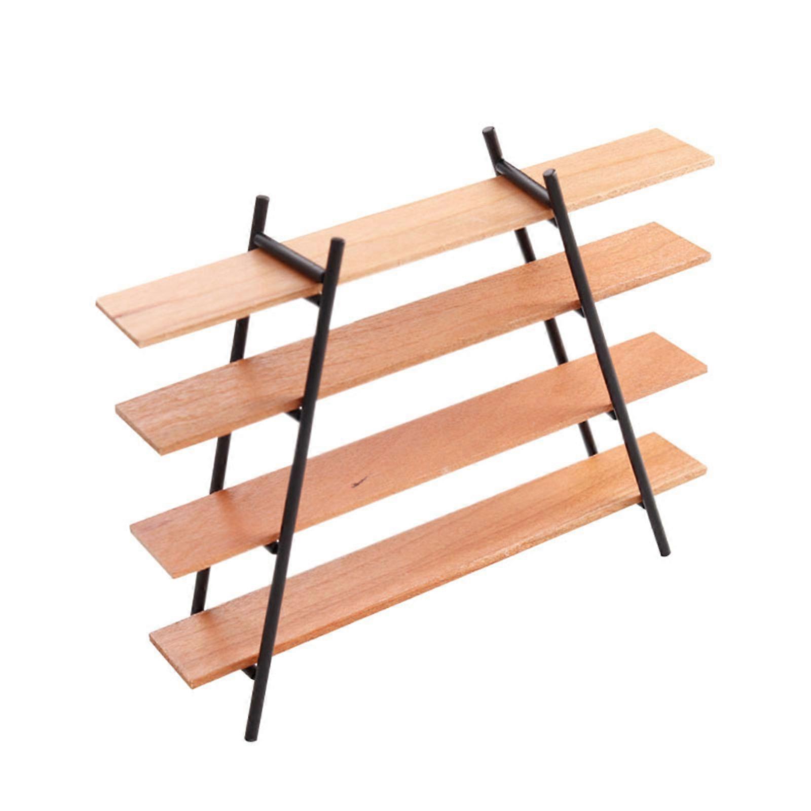 Miniature Bookshelf 4 Layer Display Rack For 1/12 Dollhouses Furniture Craft Model Project Scene Display Accessory Multicolor