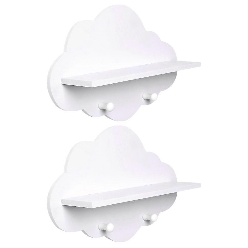 Punch Wooden Cloud Shape Wall Storage Rack Self Adhesive Floating Shelf for Kitchen Bathroom Bedroom Space Saving Multifunctional Storage 2pcs