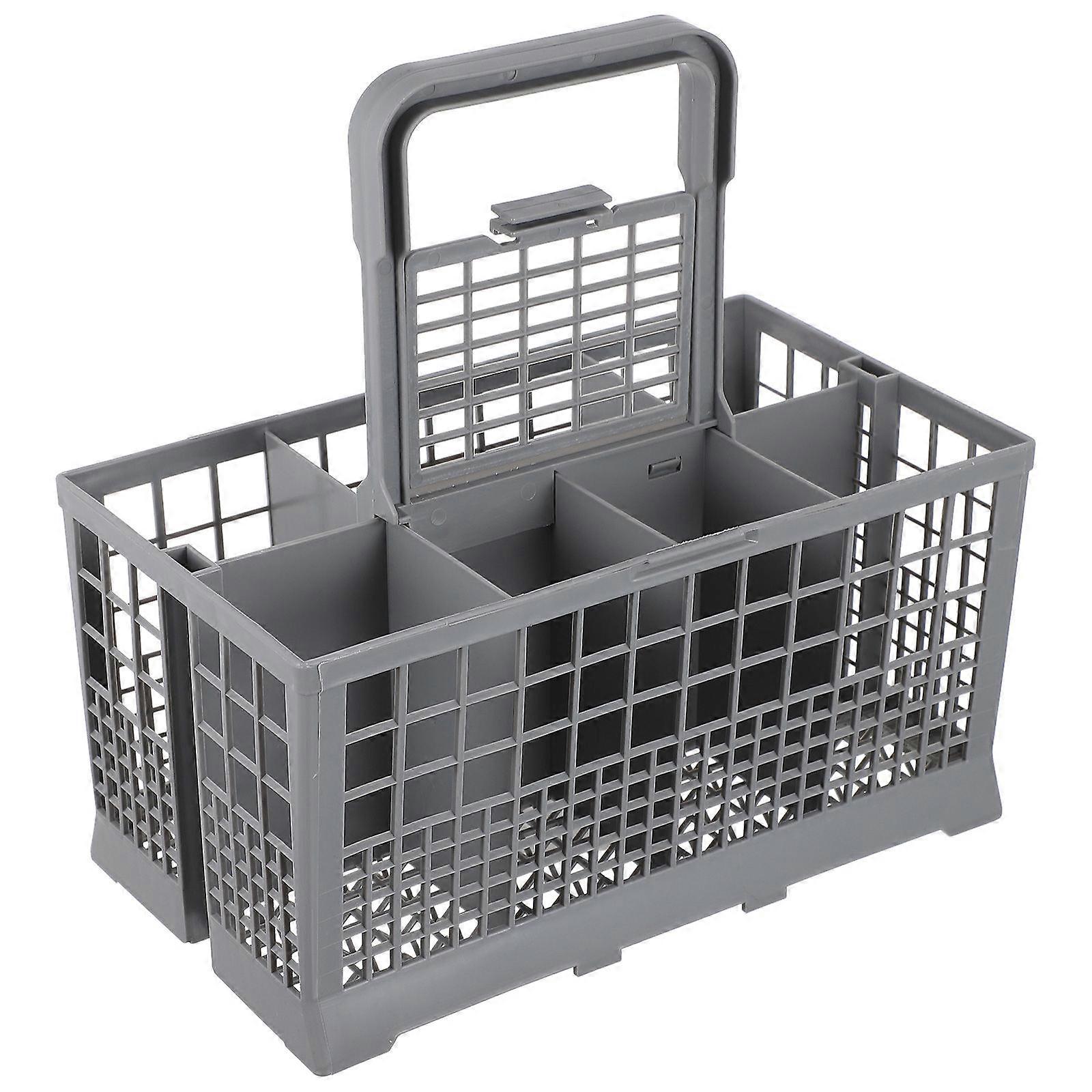 Dishwasher Basket with Multiple Compartments for Home Use Grey ABS Material Fits Most Models 7.8"x5.6"