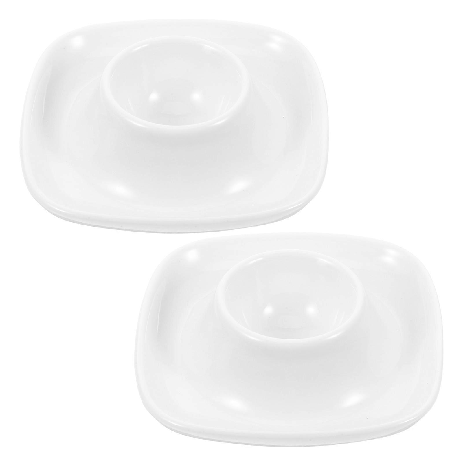 White Ceramic Egg Cups Set Practical Breakfast Egg Holder Stand Easy to Clean Simple Design for Home Restaurant Use
