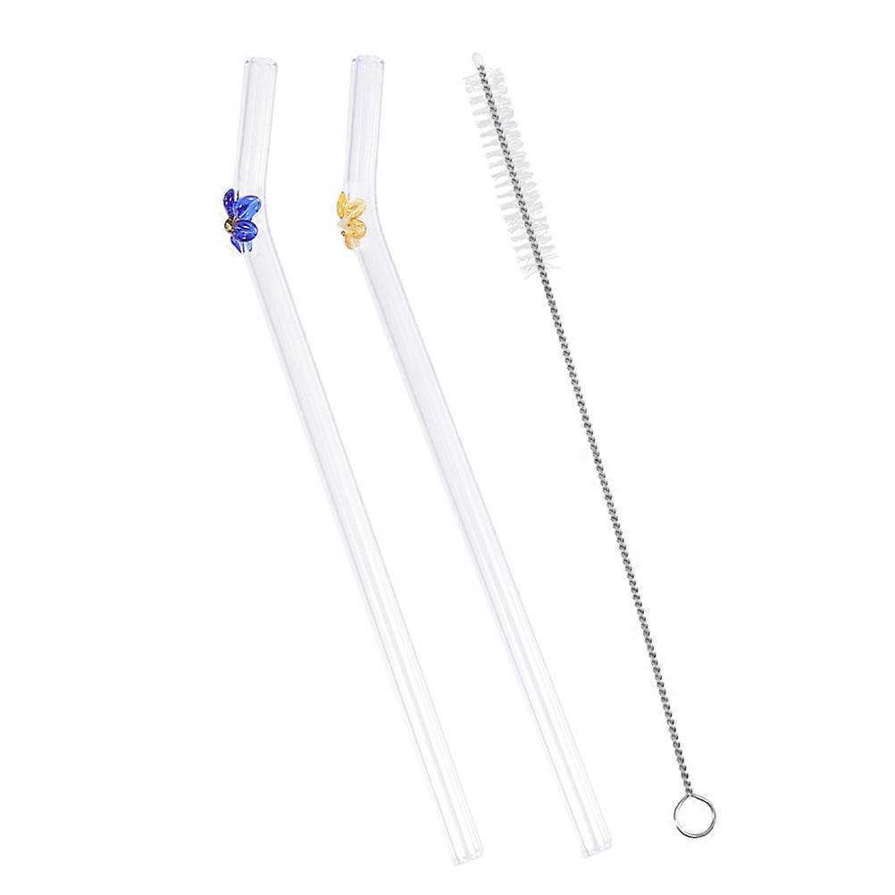 Reusable Straws Drinking Glass Water Straws Beverage Containers Parties 7.9×0.3×0.3in Easy to Clean 3Pcs