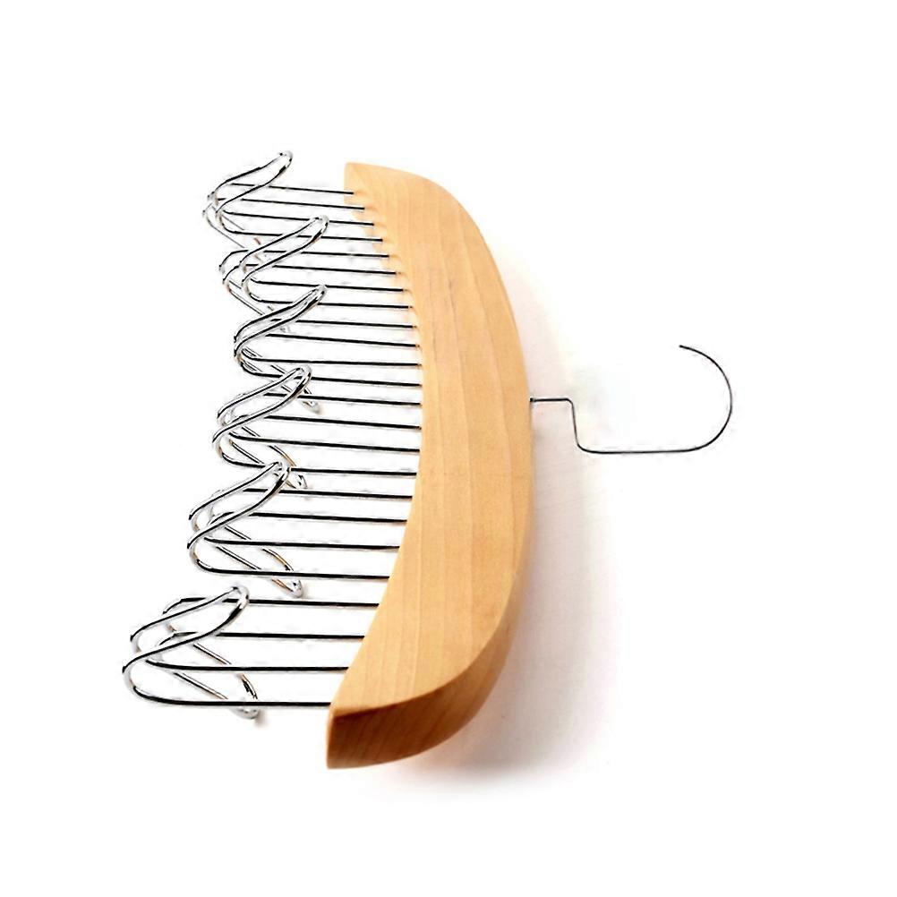 Wooden Tie Hanger with 12 Hooks for Belts Scarves and Ties Storage in Closet Multi Color