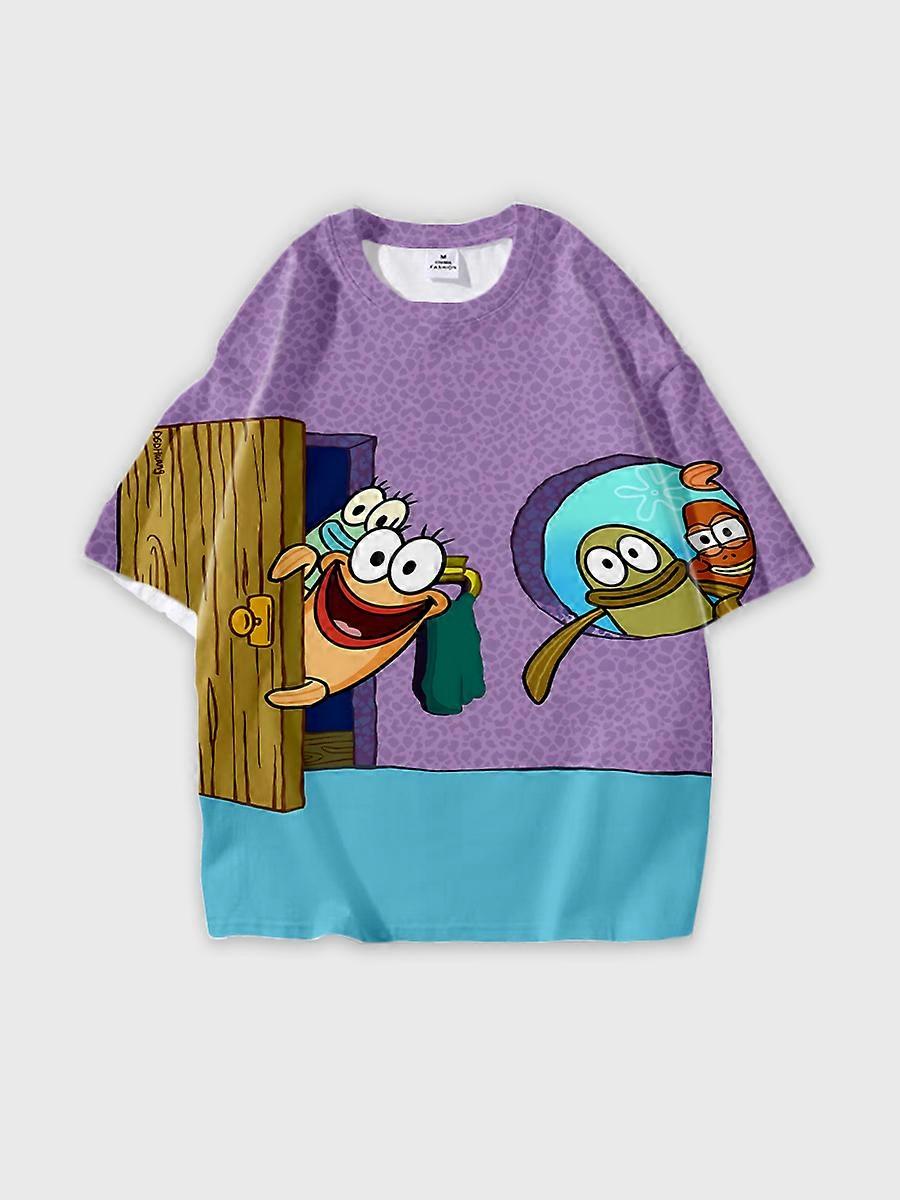 T-shirt round neck Anime Pattern loose short sleeve D1430