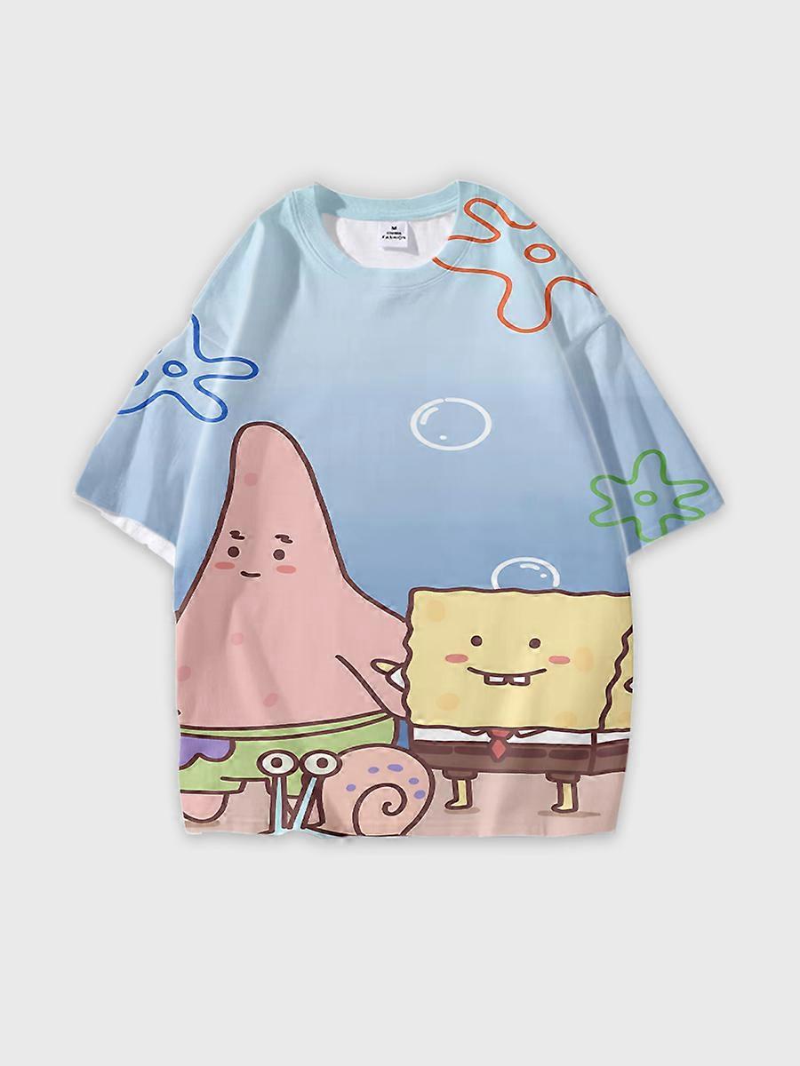 T-shirt round neck Cartoon Pattern loose short sleeve D408
