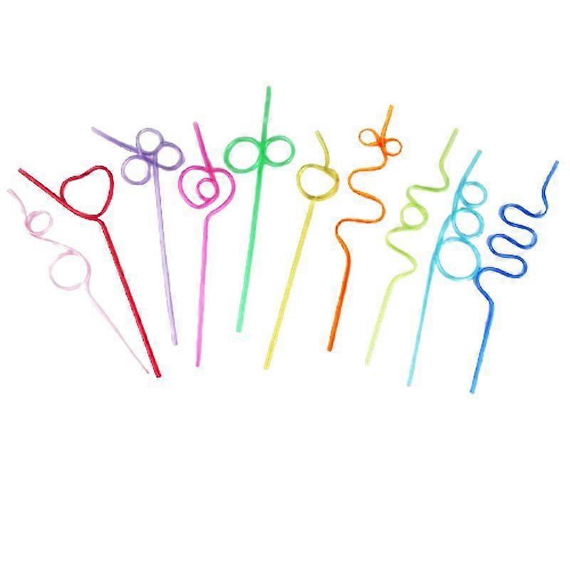 Luxora 10 Pcs Crazy Loop Straws Reusable Party Favors Drinking Suckers Colorful Twisted Straws For Kids