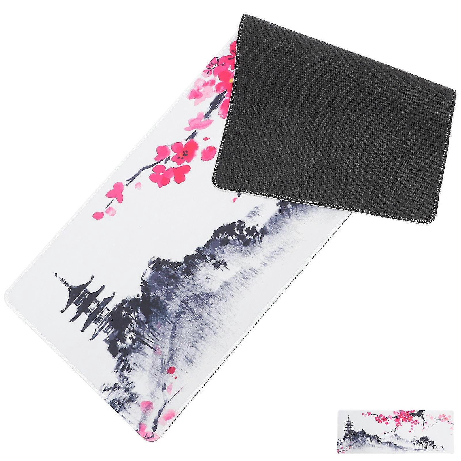 Gaming Mousepad Japanese Floral Design Rectangular Shape Protective Surface Office Workers 80X30X0.3Cm 1Pcs