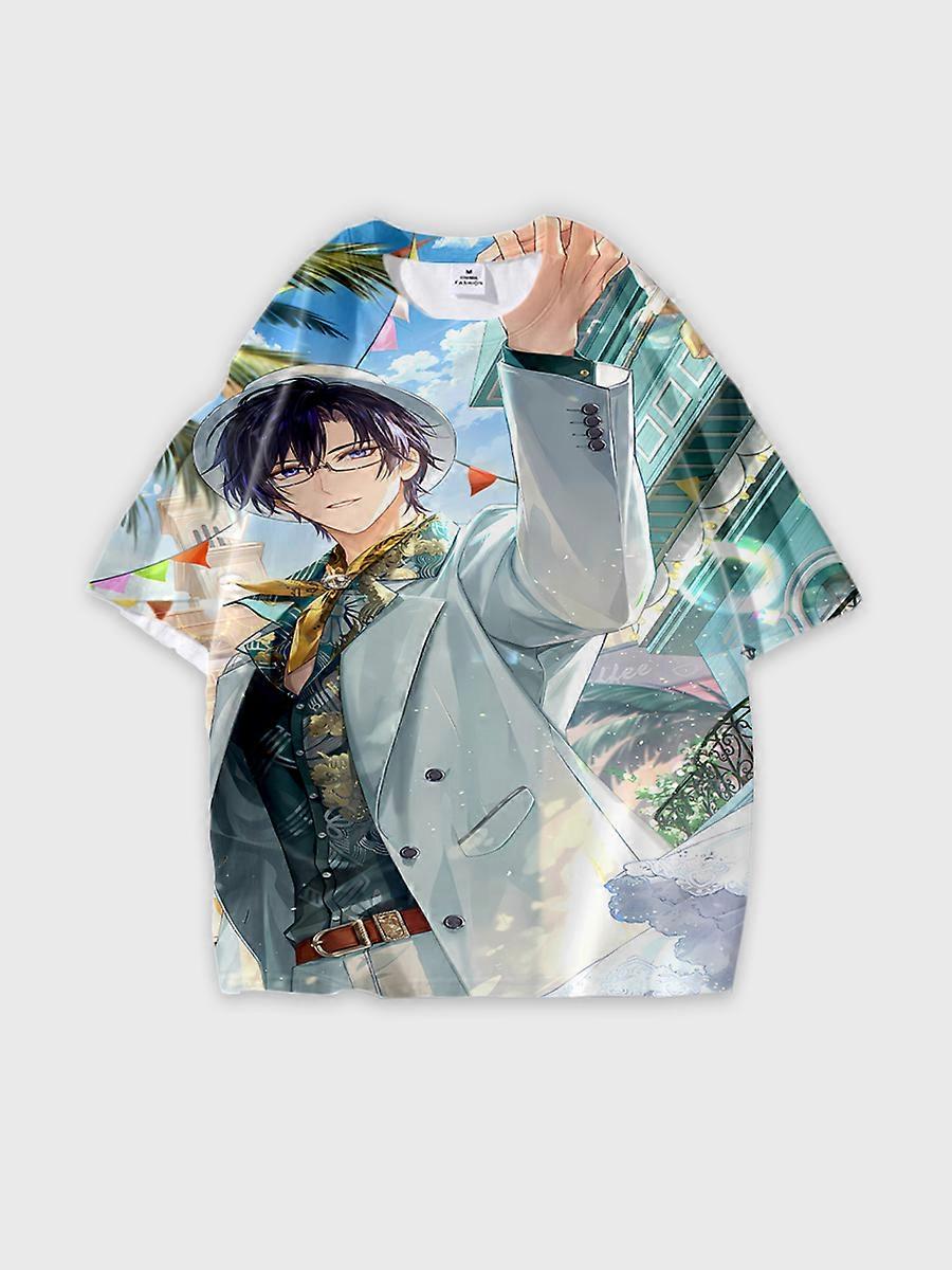 T-shirt round neck Role Pattern loose short sleeve E1391