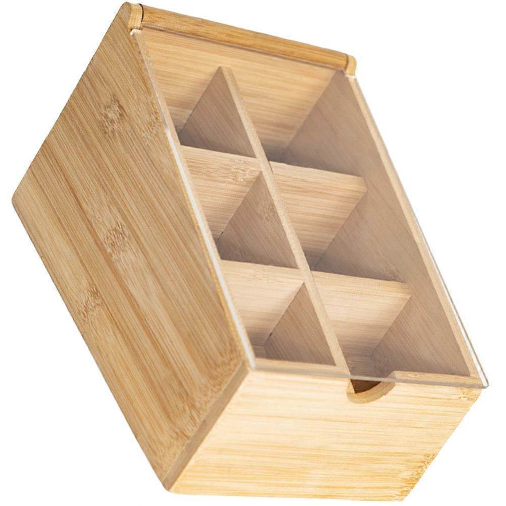Tea Baking Box Bamboo Holder Storage Organization Rectangular Beige 22x16cm 1Pack