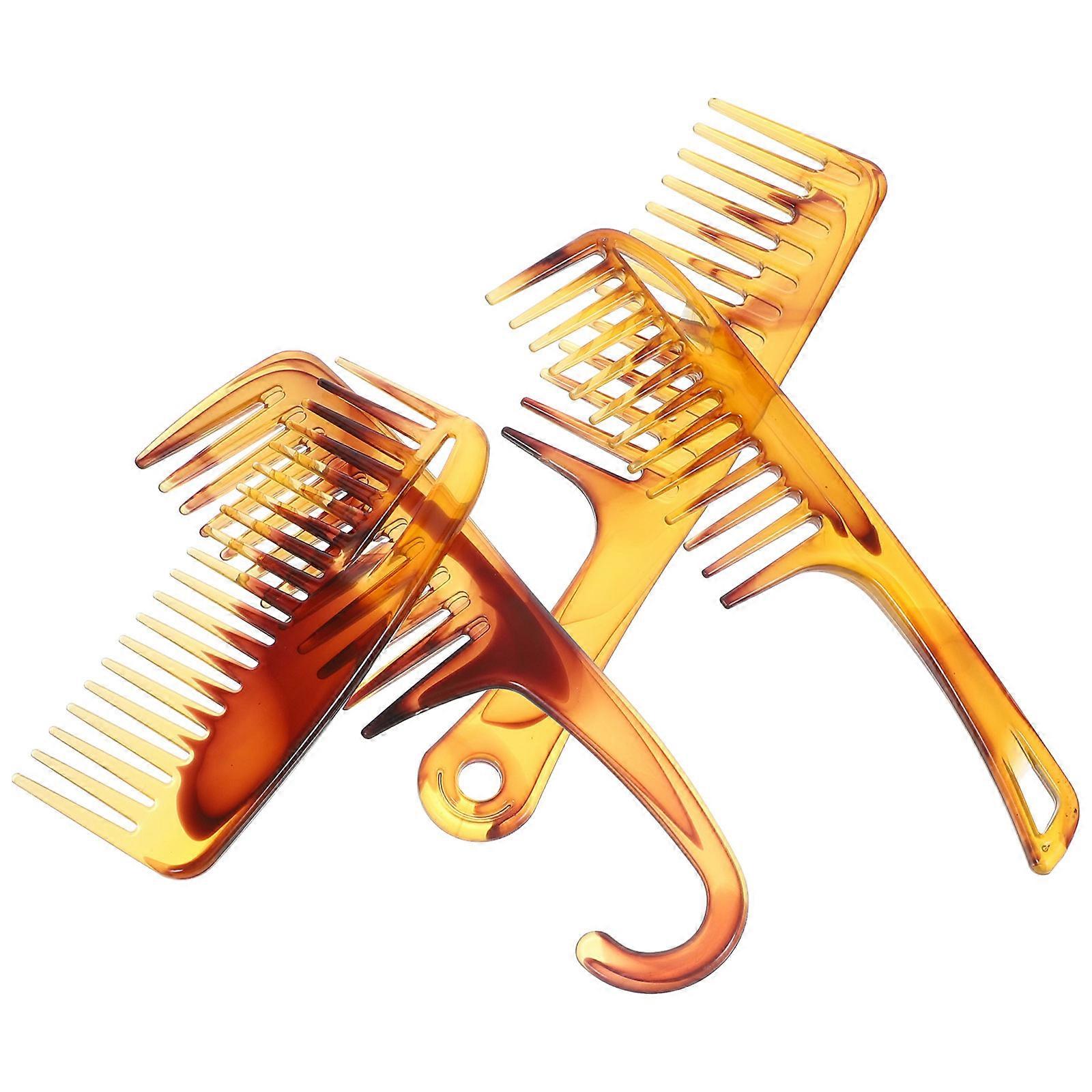 Wide Tooth Comb for Men Amber Plastic Hair Comb Set of 1 Light Brown Portable and Safe to Use