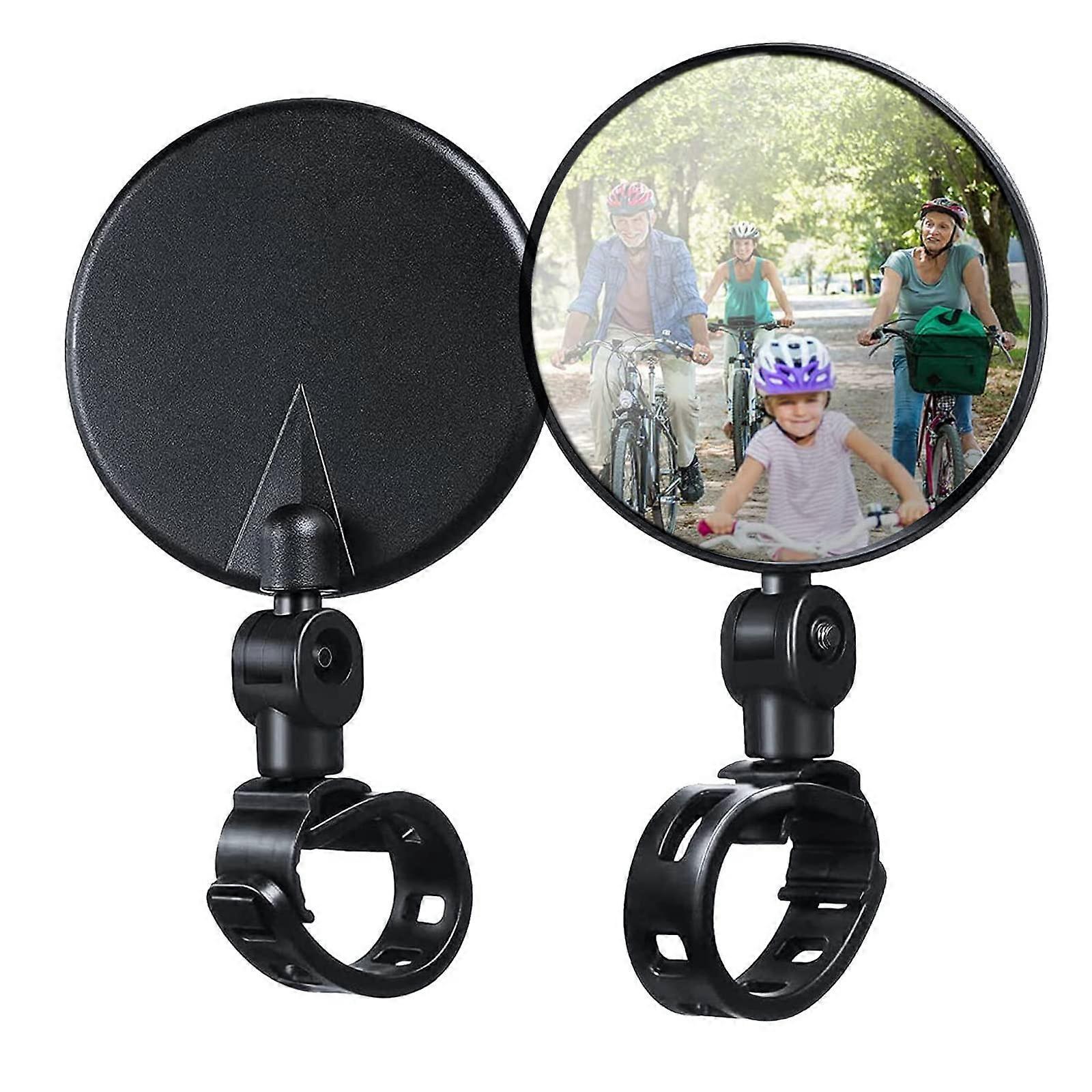 Cycling Rear View Mirrors Pack Of 2 Wide-Angle Convex Mirror 360 Degree Rotatable For Mountain Bikes Road Bikes E-Bikes