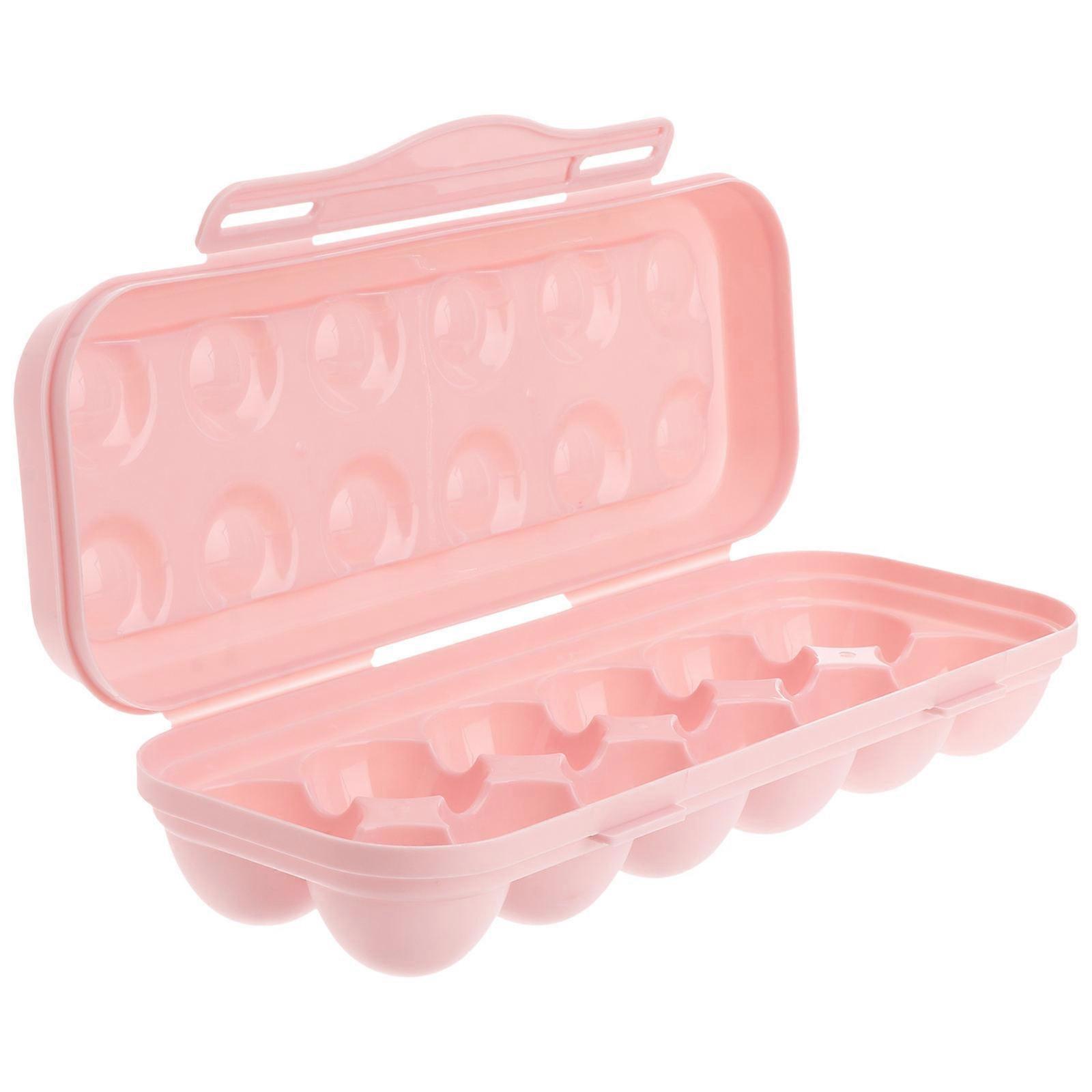 2 Stück 12 Fächer Kühlschrank Bruchsichere Eieraufbewahrungsbox Tablett (Rosa)