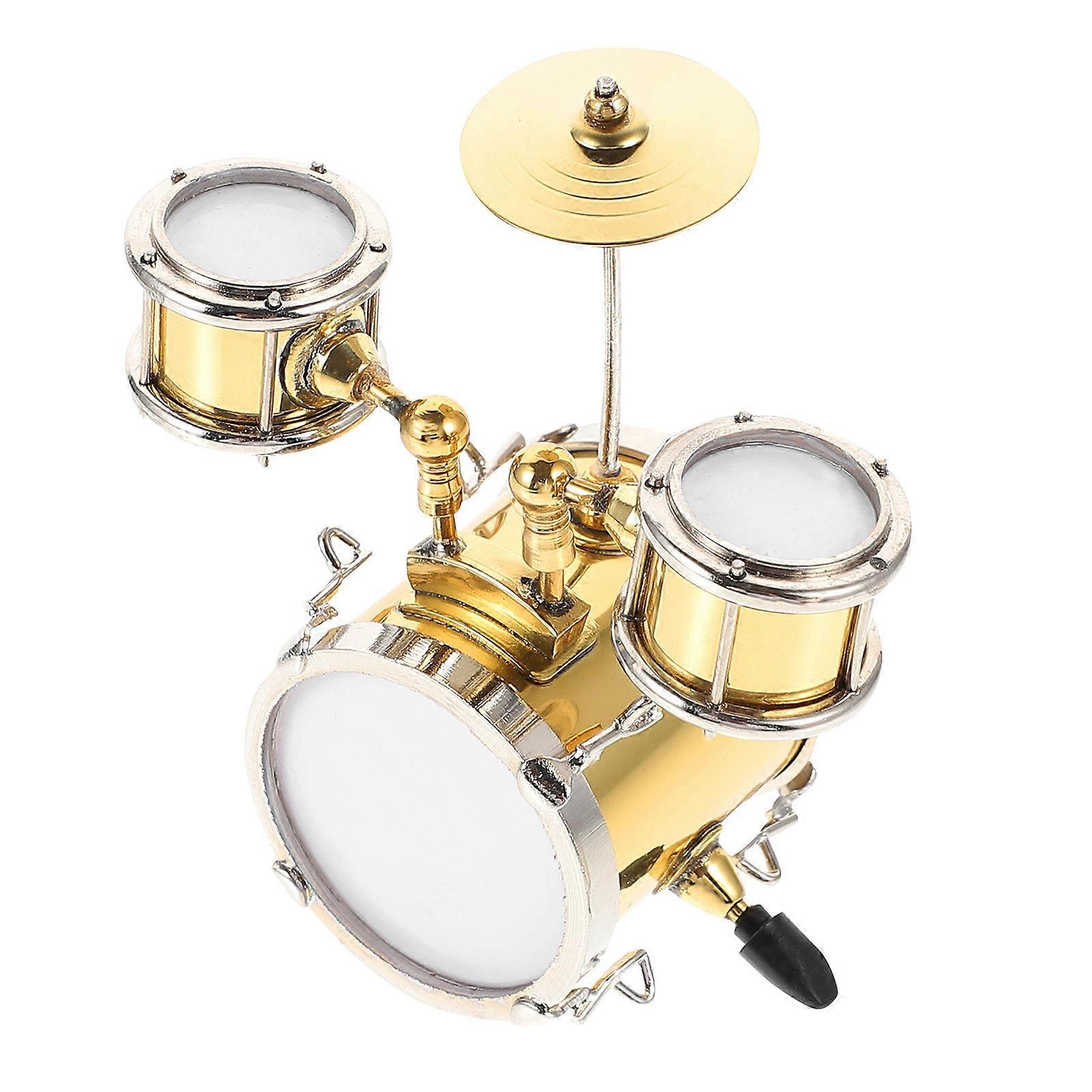 Drum Model Ornament for Home Desk Decor with Fine Details and Metal Craftsmanship 1 Set