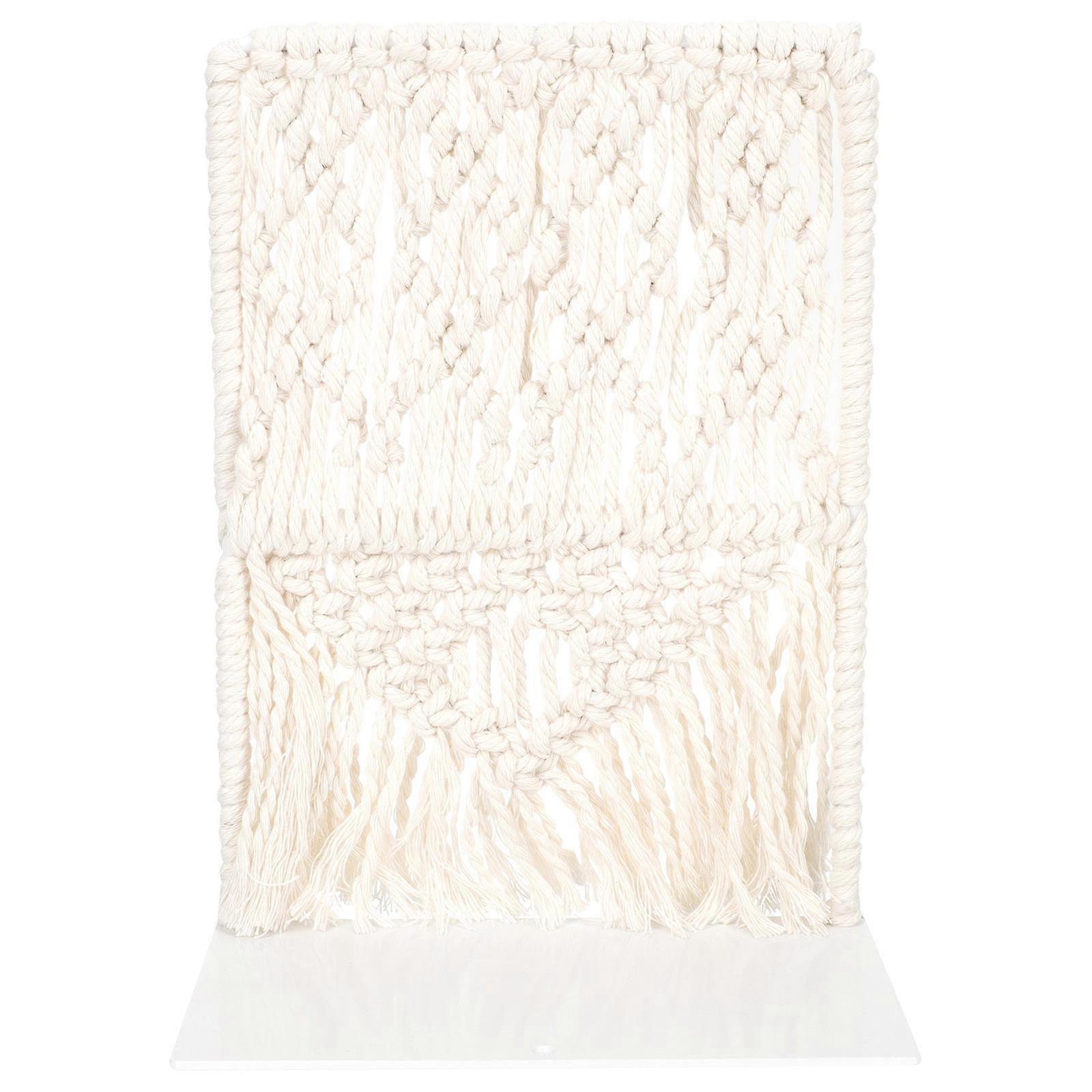 Hand-Woven Bookend Light Yellow Cotton Rope for Storage Use with Stylish Organization