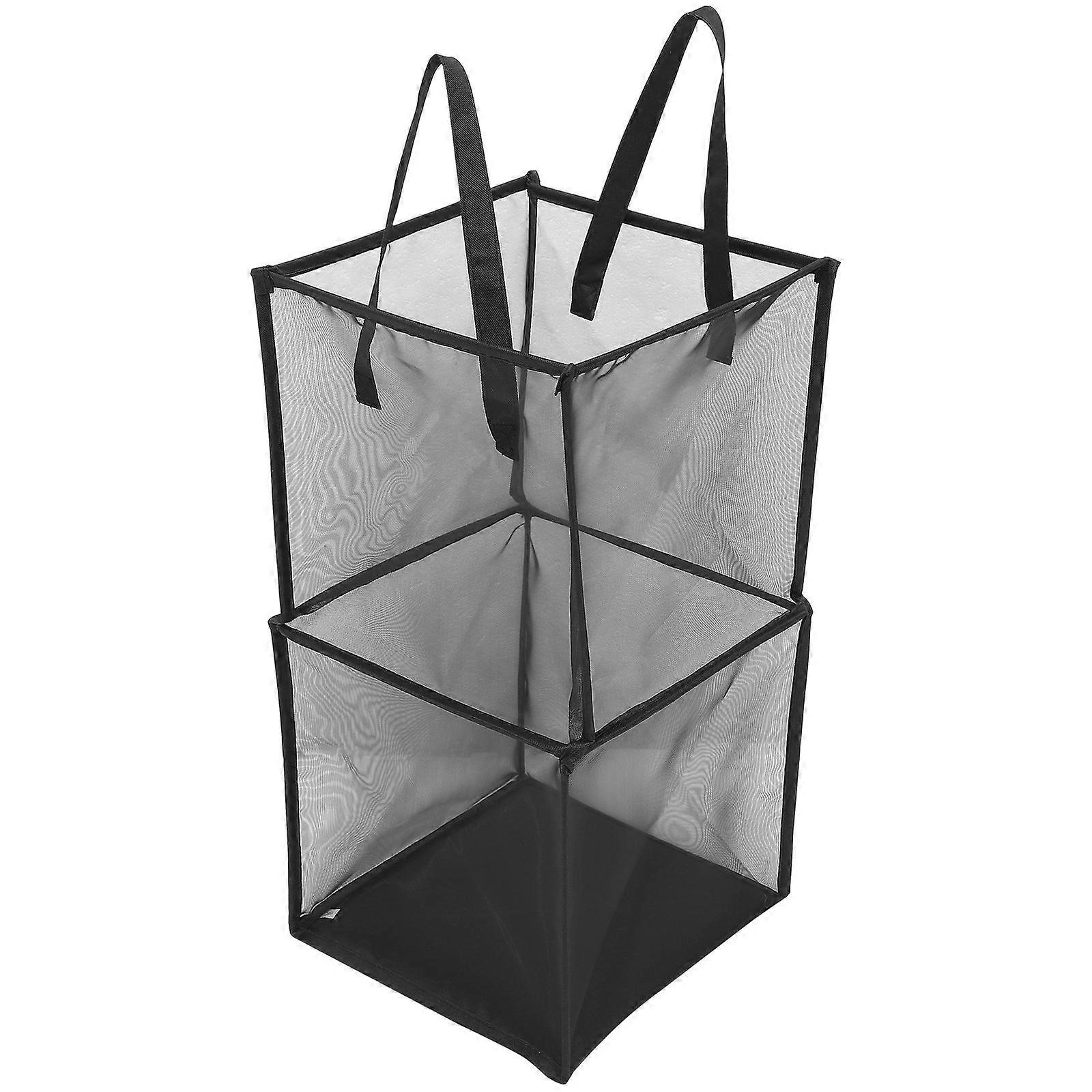 Collapsible Mesh Laundry Hamper Storage Basket for Clothes & Blankets – Portable Design with Handles for Bedroom or Balcony Use