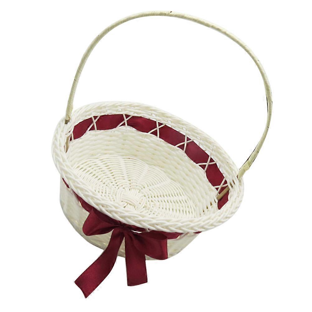 Woven Basket with Handle for Storage Modern Style Multi Color Plastic Versatile Decorative 12.5 x 8.5 x 7 inches