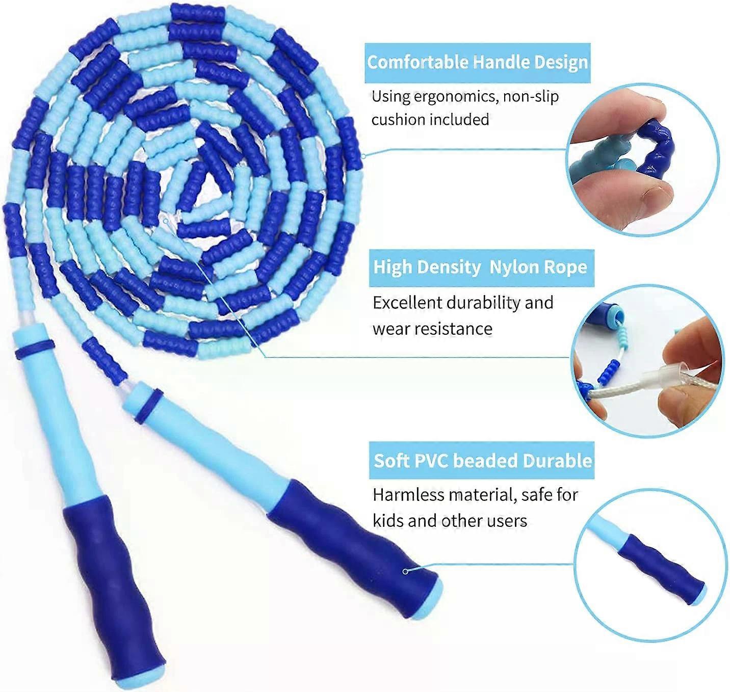 Jump Rope, 3 Pcs Adjustable Length Tangle-Free Segmented Soft Beaded ...