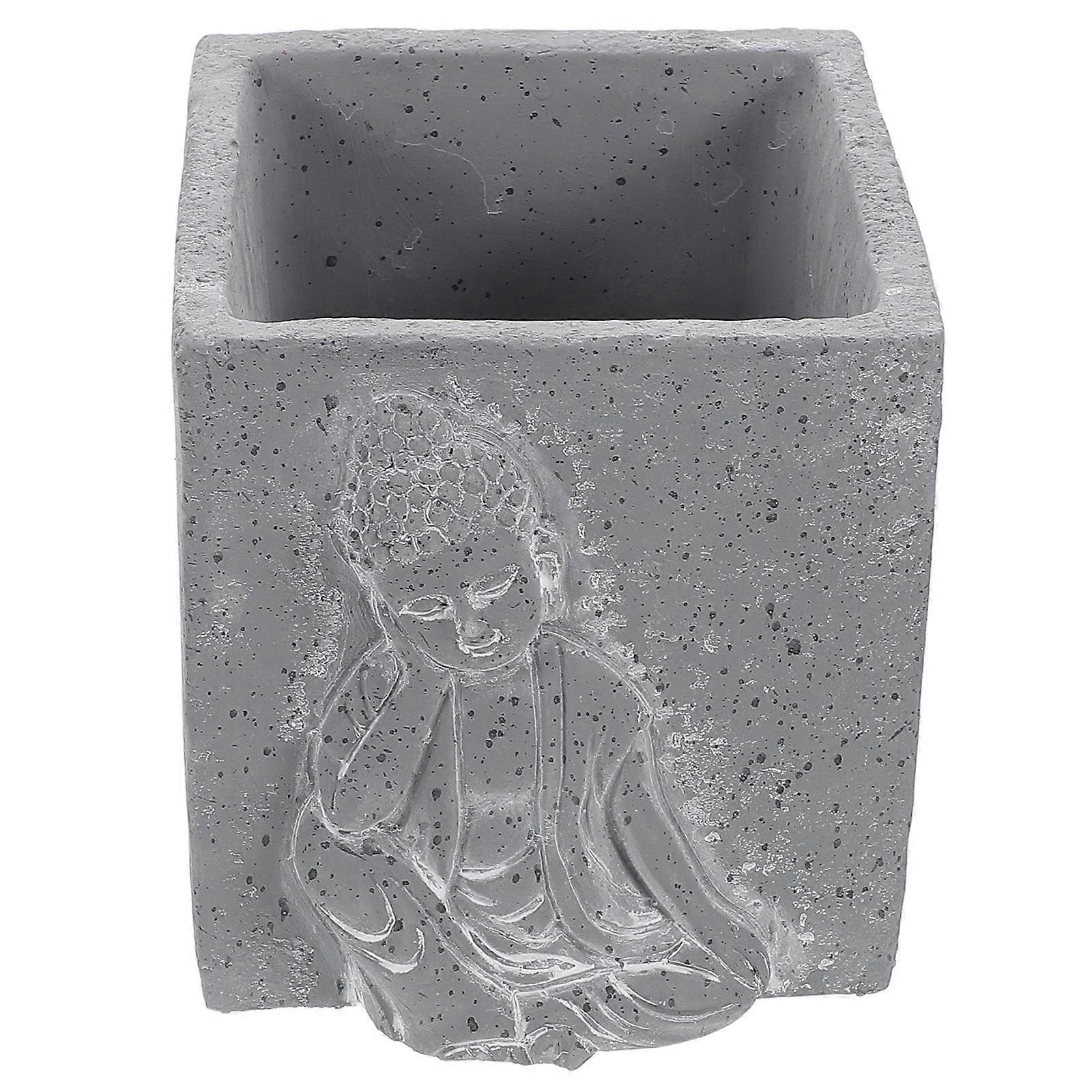 Durable Cement Planter Designed For Succulents Suitable For Home Office Use Grey Aesthetic Decoration 1Pack