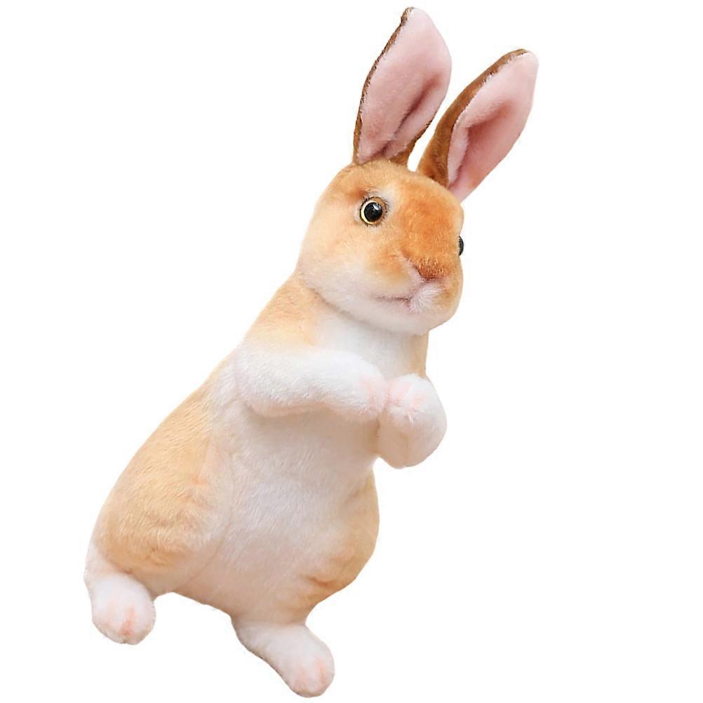 Huggable Rabbit Plush Toy Adorable Stuffed Animal Ideal Companion For Children Light Brown 1 Set