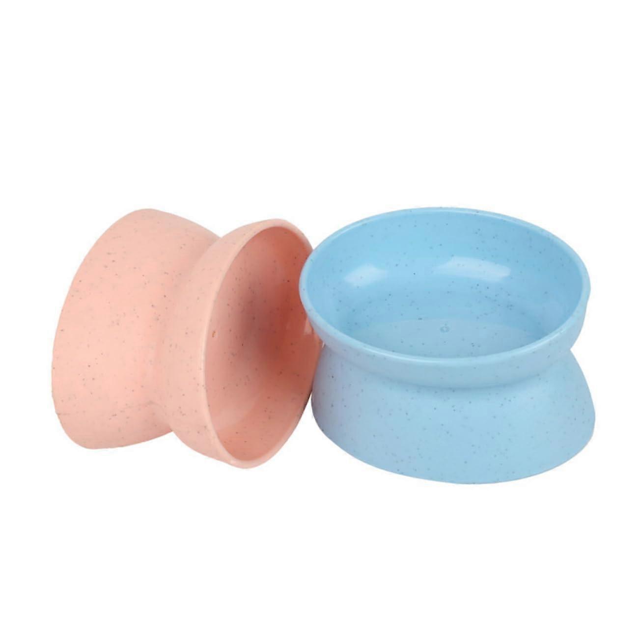 Cat Food Bowl Set with Elevated Design, Ergonomic High Foot Plastic Water Drinking Pool, 2-Piece Feeding Bowls for Cats