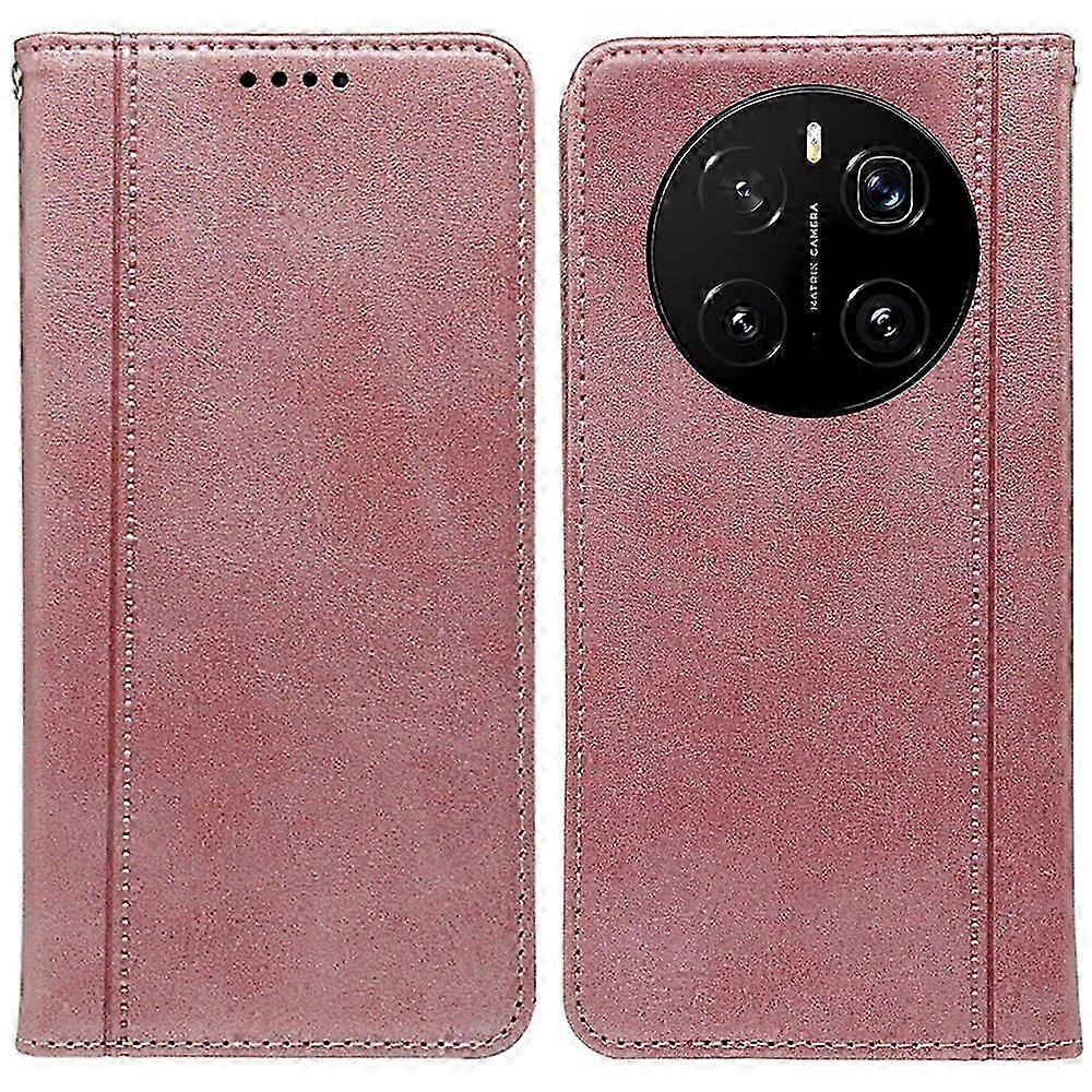 Black Calf Texture Leather Phone Cover with a Hidden Magnetic Closure for the Honor Magic7 5G.