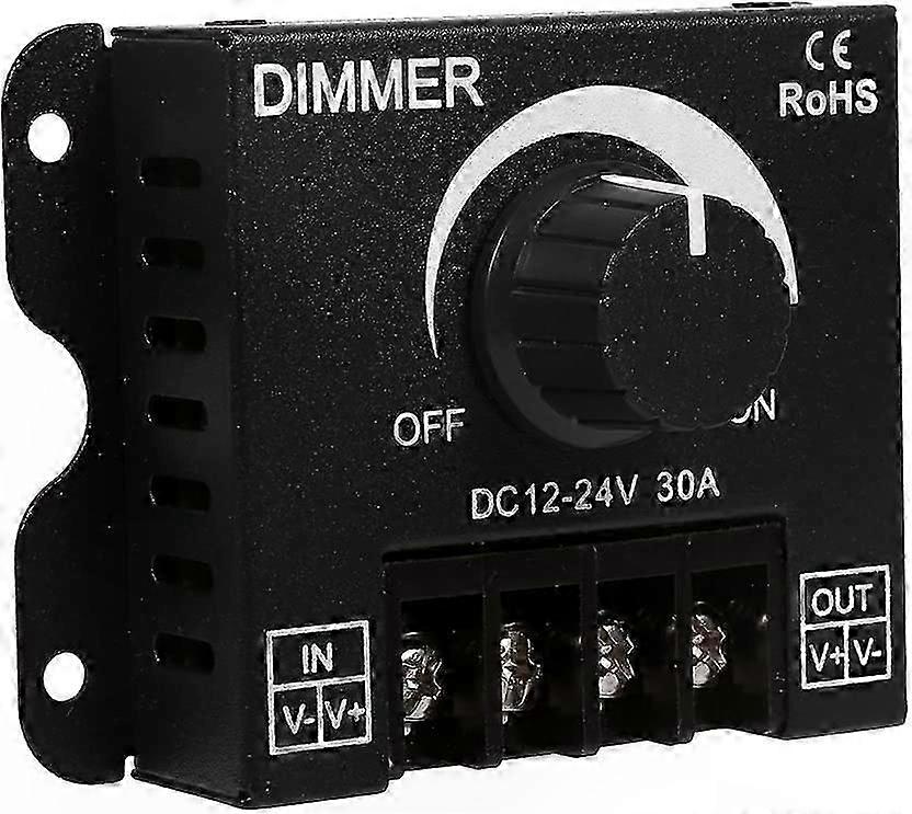 Black Aluminum ON/OFF Dimmer Switch for LED Light Bars, 30A Max, DC12-24V Monochrome Controller