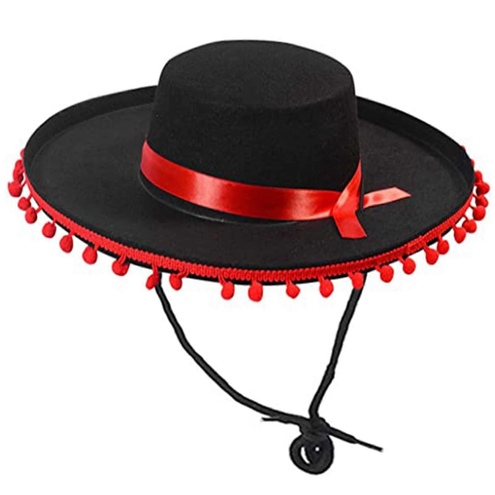 Mexican Sombrero Hat Wide Brim Hat Photo Shooting Props Hat Gender Neutral Adult Male Female  Hats Carnival Costume Black