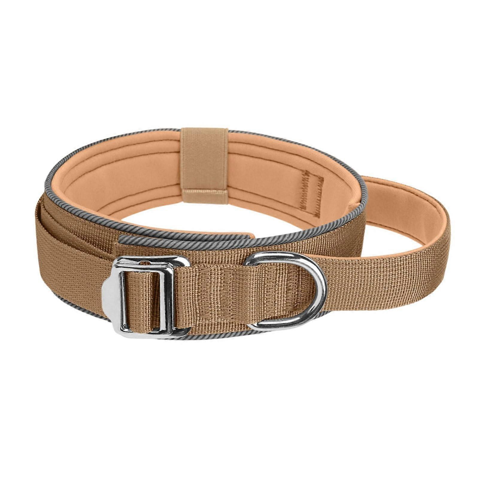 Adjustable Dog Collar for Night Safety Soft Padded Nylon Pet Training Collar with SkinFriendly Reflective Padding Khaki XL