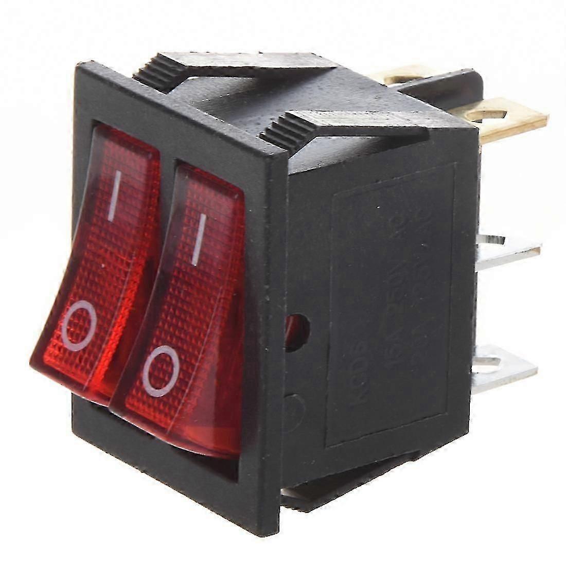 Red Light Illuminated 6 Pin SPST ON/OFF Boat Rocker Switch AC 15A/250V 20A/125V