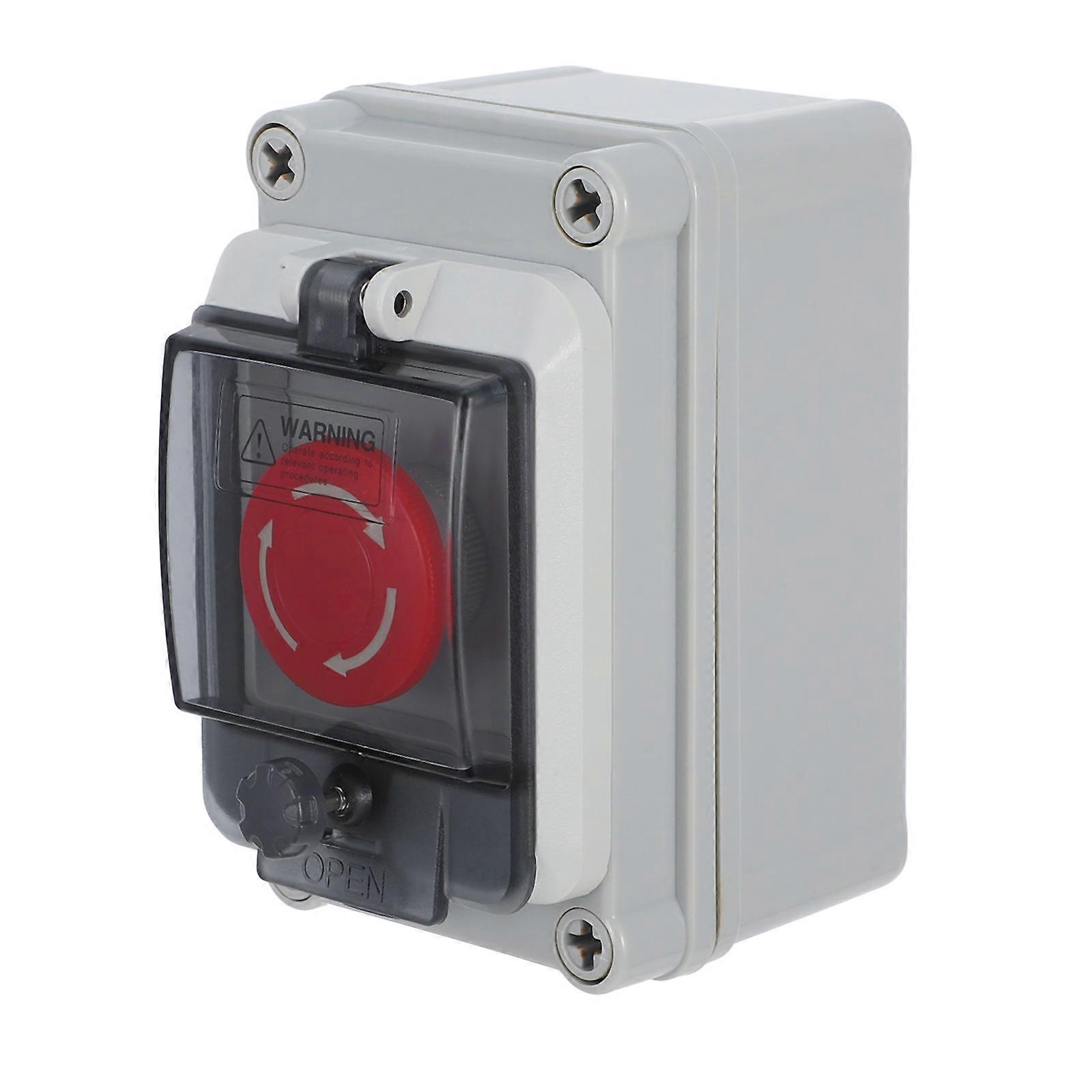 Emergency Stop Switch with Button Control Box Outdoor Use Visible Cover Easy Installation Versatile Control Functions User Friendly Knob Design