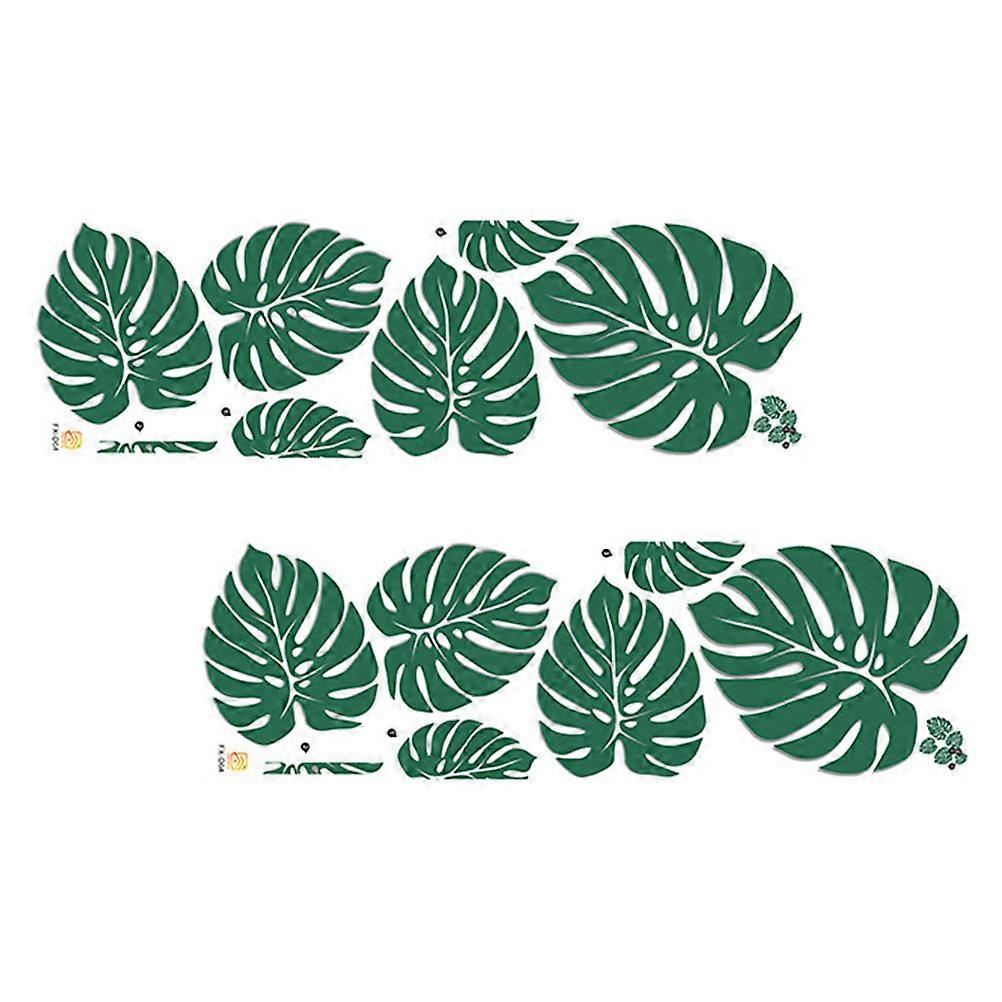 Decorative Wall Stickers Leaves Pattern Sticker Indoor Use Green 2Set Decorative