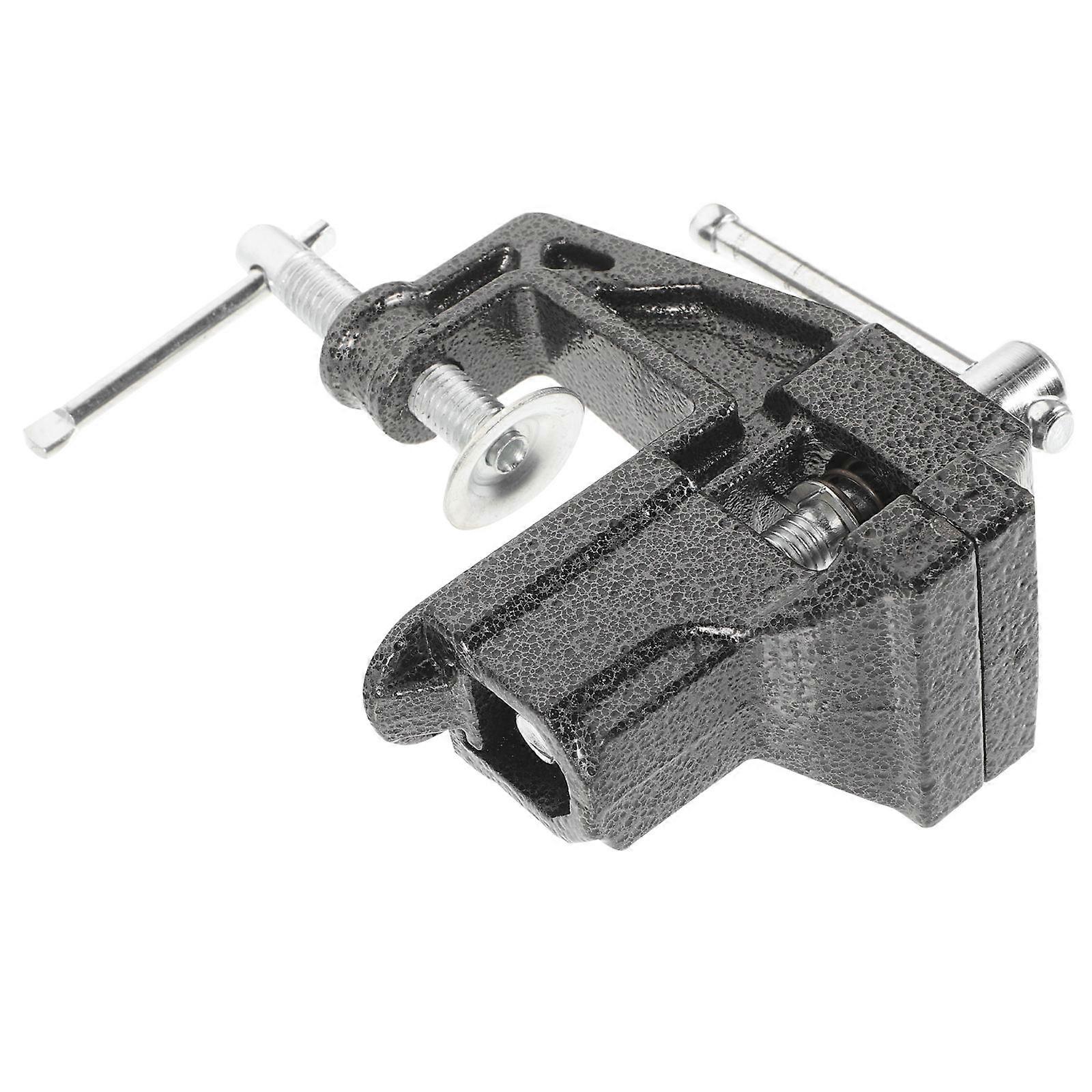 Bench Vise Mini Table Clamp Ideal For DIY Projects And Workshop Use Black Steel Material With Adjustable Grip Tension 1Pack